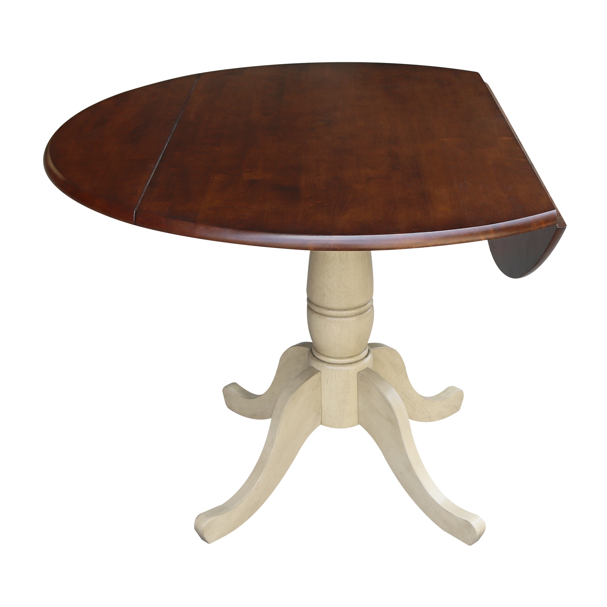 John Thomas Round Dropleaf Pedestal Table in Almond & Espresso T12-42DP