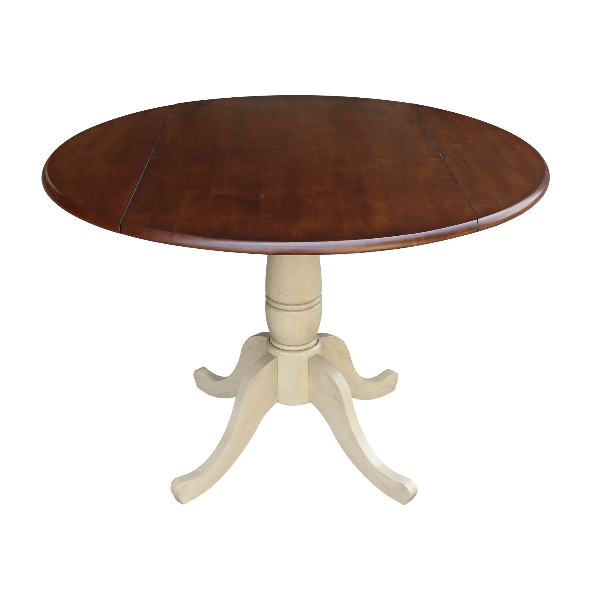 John Thomas Round Dropleaf Pedestal Table in Espresso / Almond T12-42DPT/T121-30B