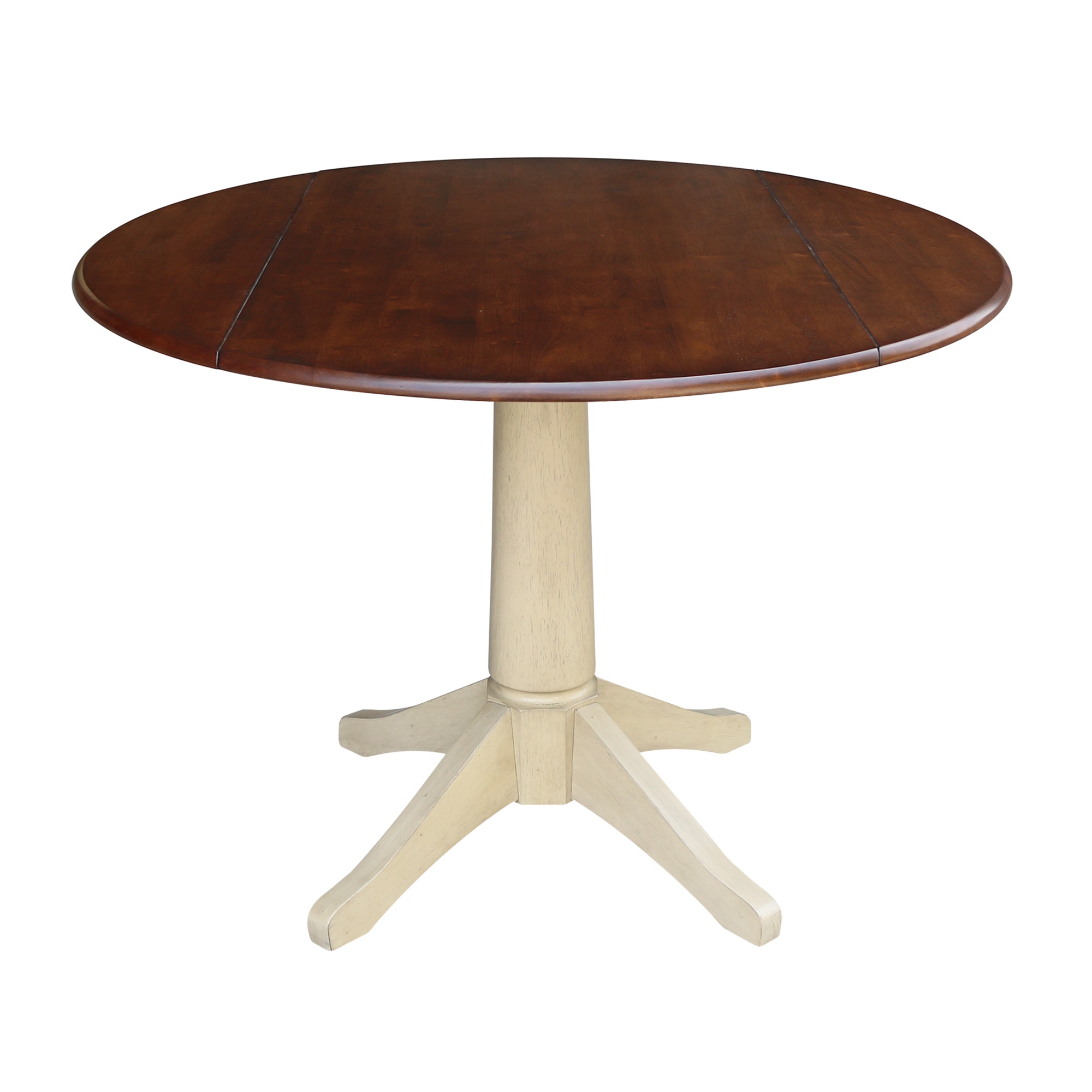 John Thomas Round Dropleaf Pedestal Table in Espresso / Almond T12-42DPT/T121-27B
