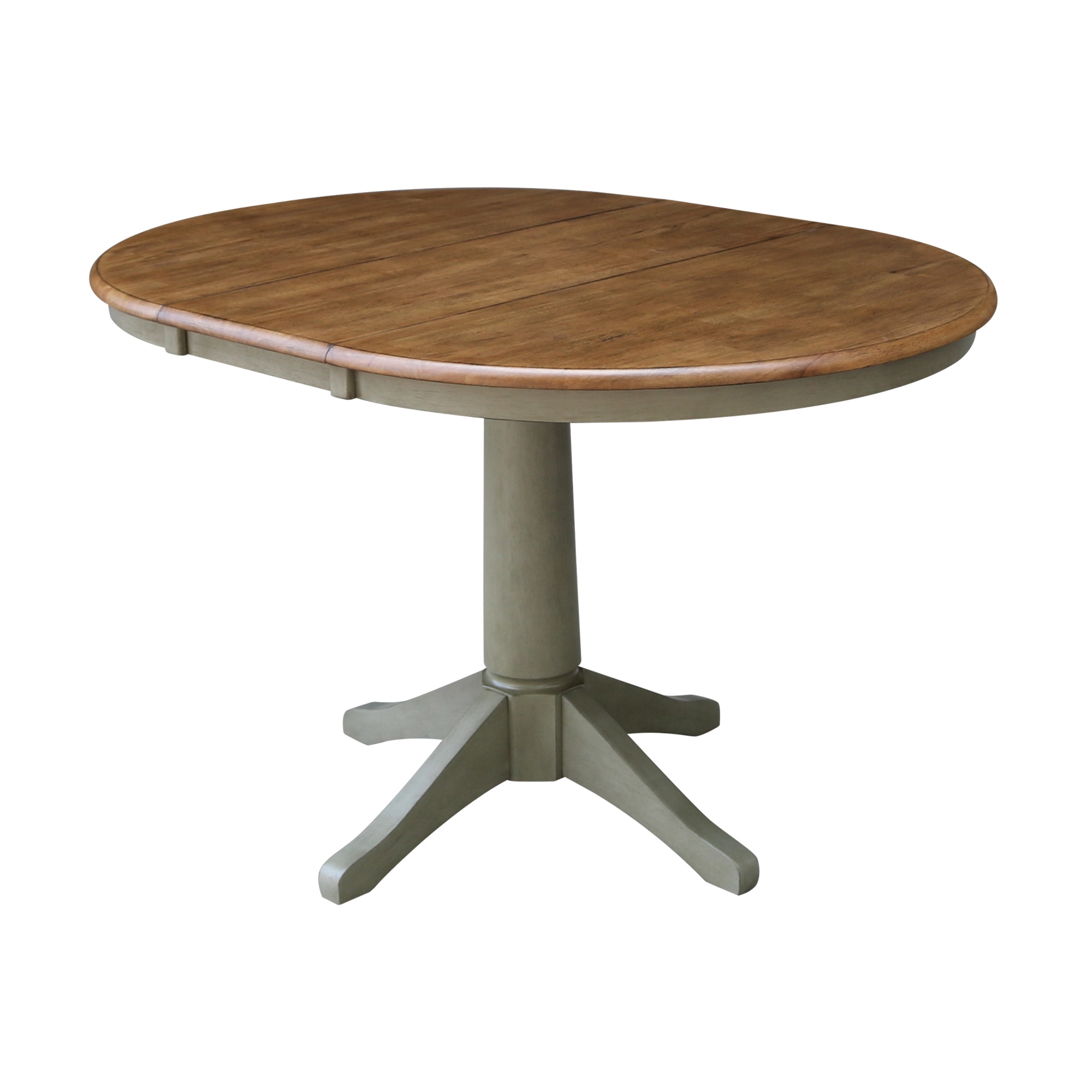 John Thomas Round Extension Table in Hickory/Stone T41-36RXT/T141-27B