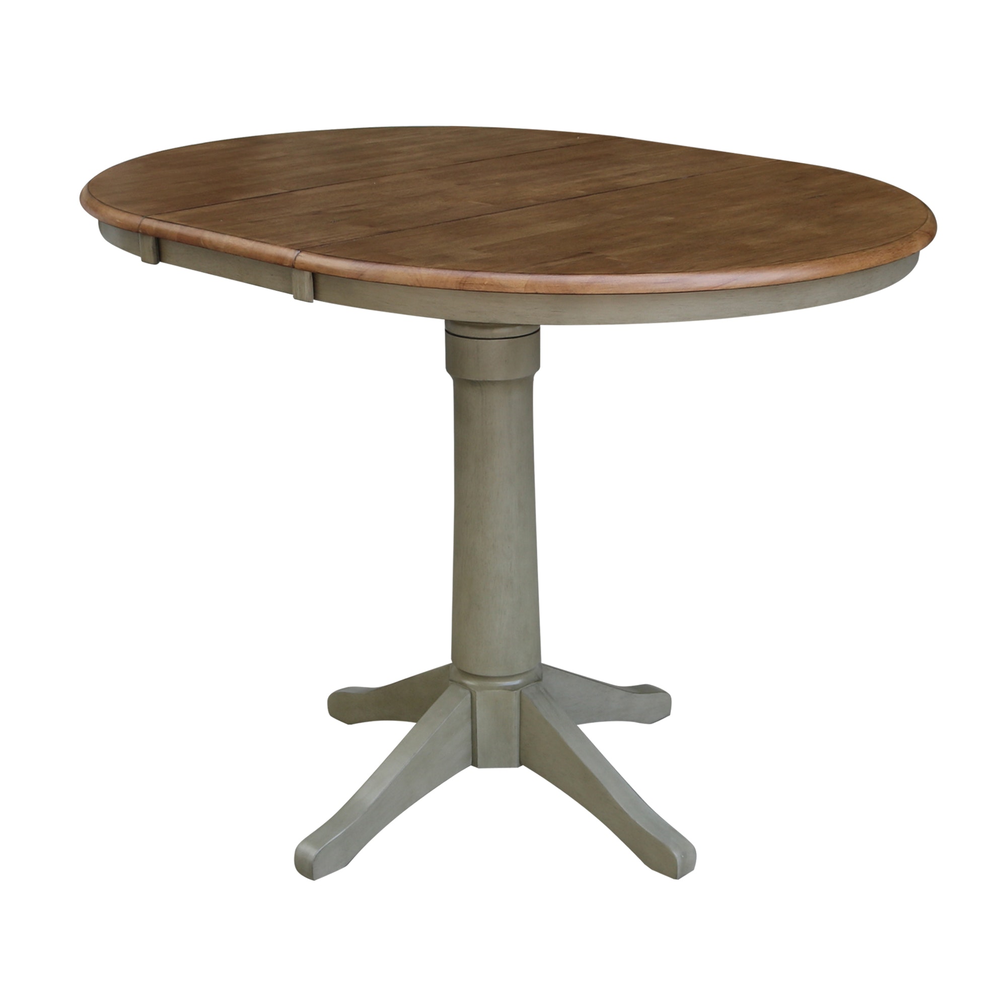 John Thomas Round Extension Table in Hickory/Stone T41-36RXT/T141-27B/T141-6B