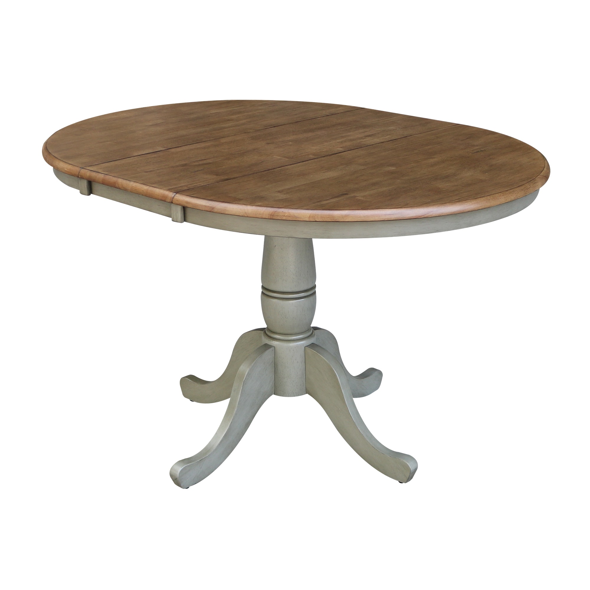 John Thomas Round Extension Table in Hickory/Stone T41-36RXT/T41-30B