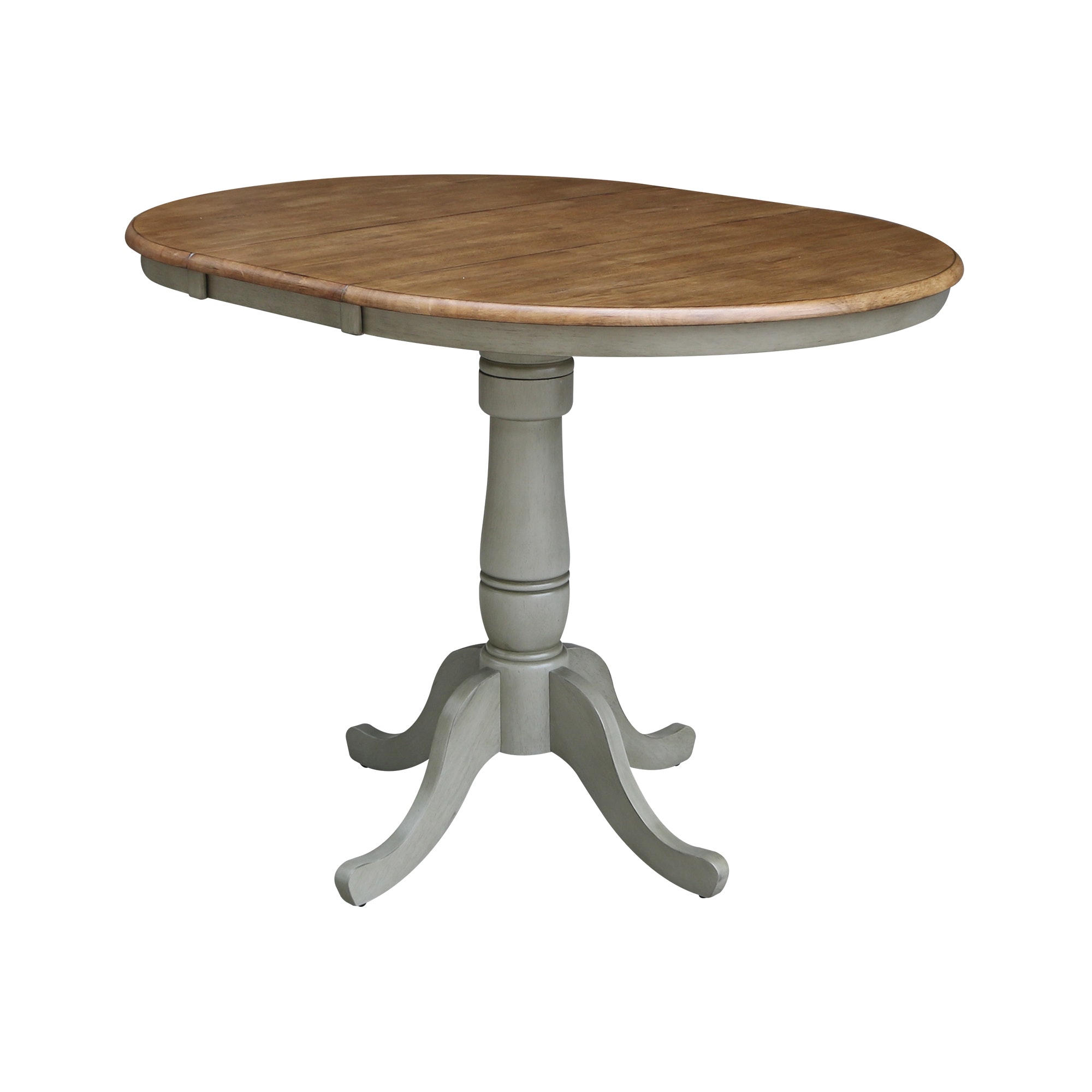John Thomas Round Extension Table in Hickory/Stone T41-36RXT/T141-30B/T141-6B
