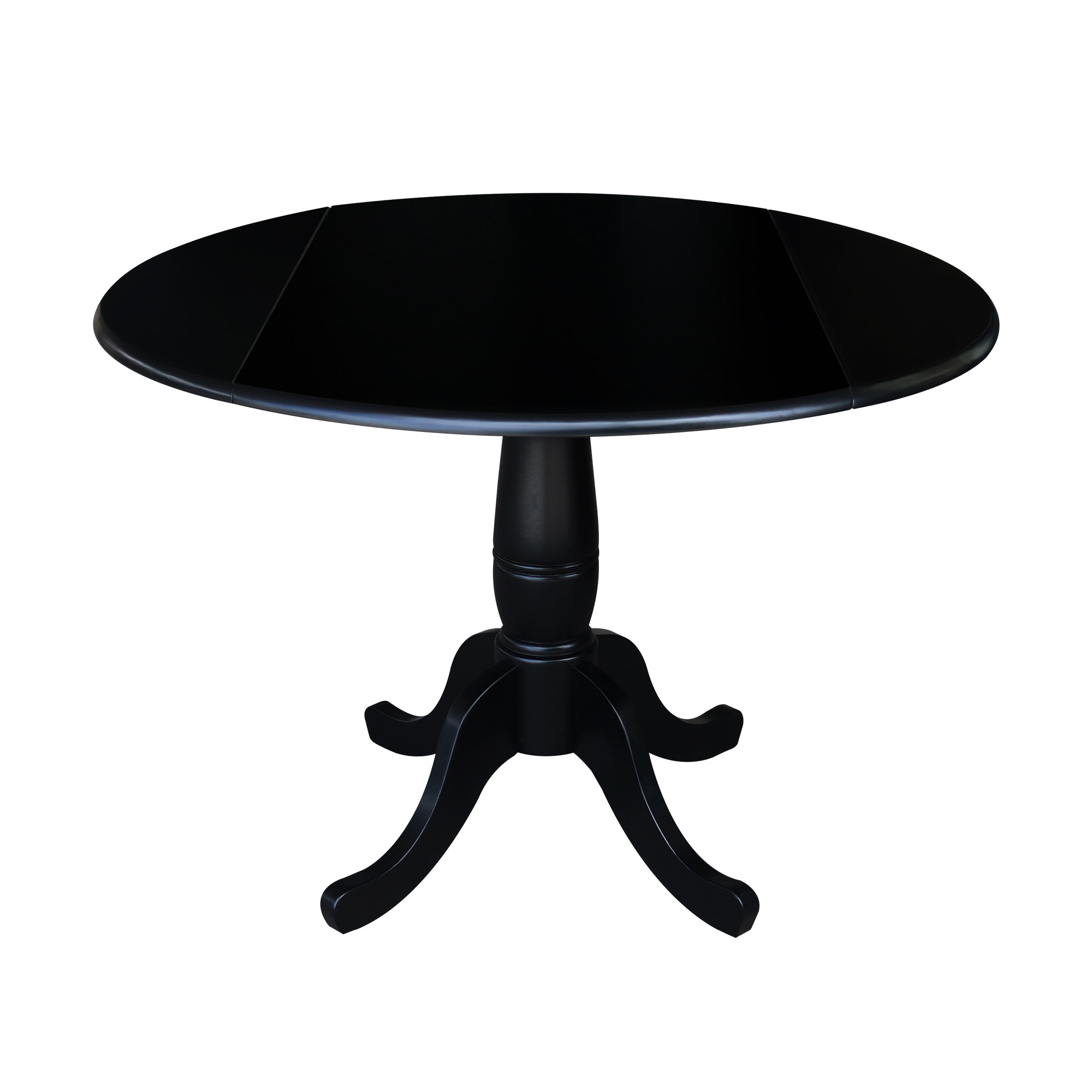 John Thomas Round Dropleaf Pedestal Table in Black T46-42DPT/T46-30B