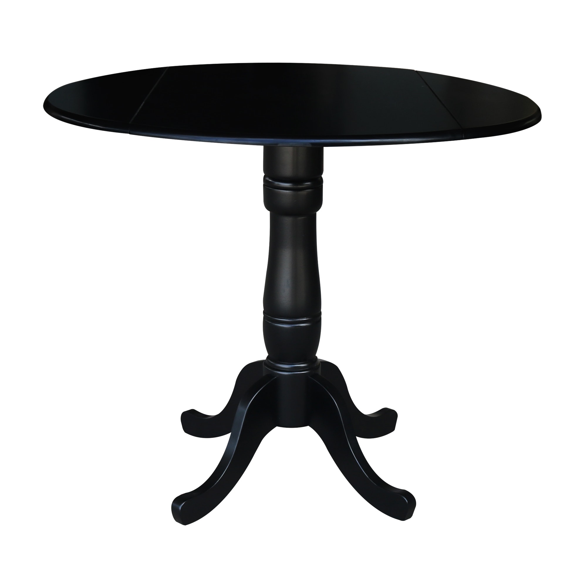 John Thomas Round Dropleaf Pedestal Table in Black T46-42DPT/T46-30B/T46-6B