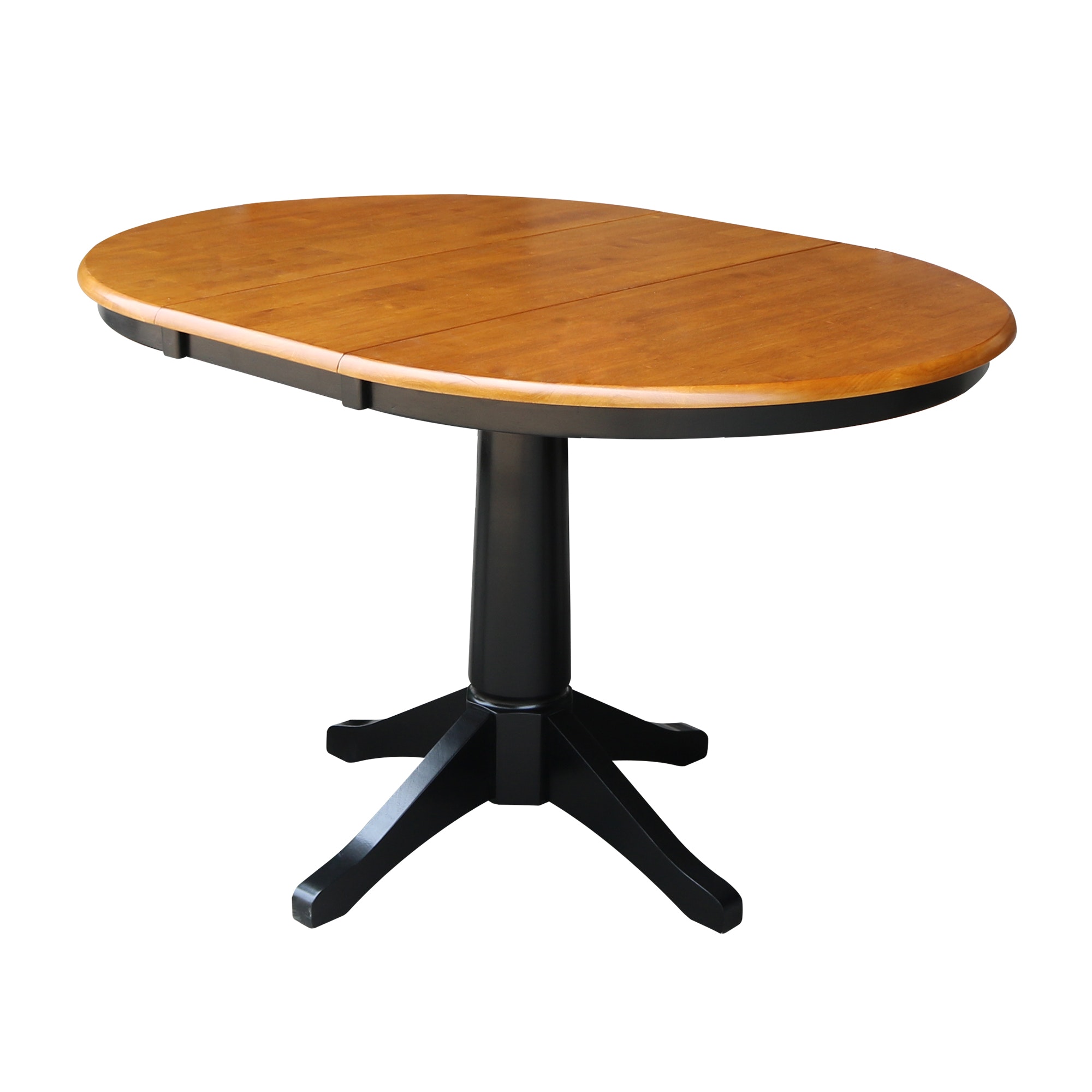 John Thomas Round Extension Table in Cherry/Black T57-36RXT/T46-27B
