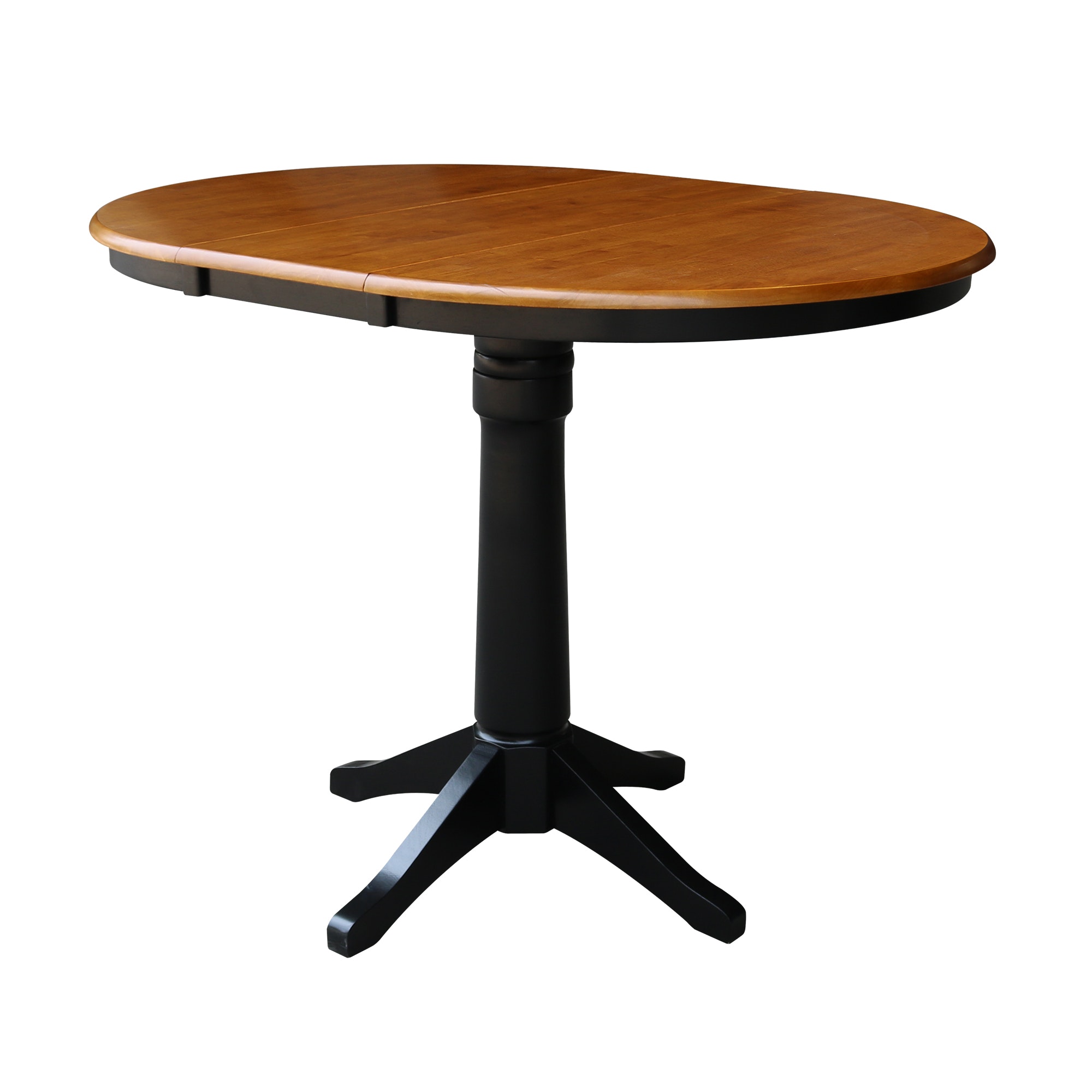 John Thomas Round Extension Table in Cherry/Black T57-36RXT/T46-27B/T46-6B