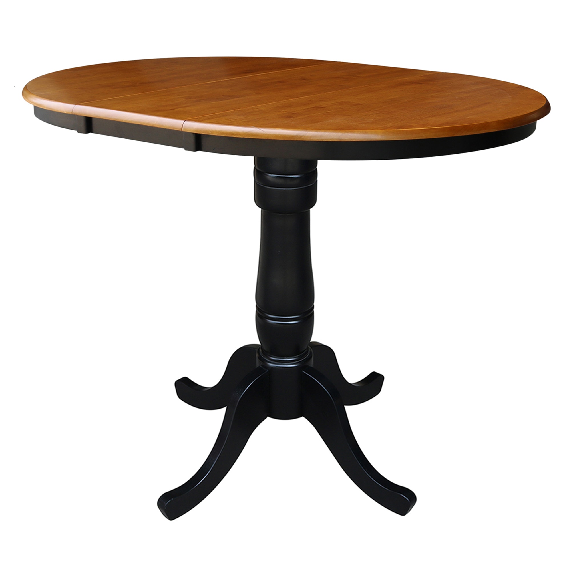 John Thomas Round Extension Table in Cherry/Black T57-36RXT/T46-30B/T46-6B