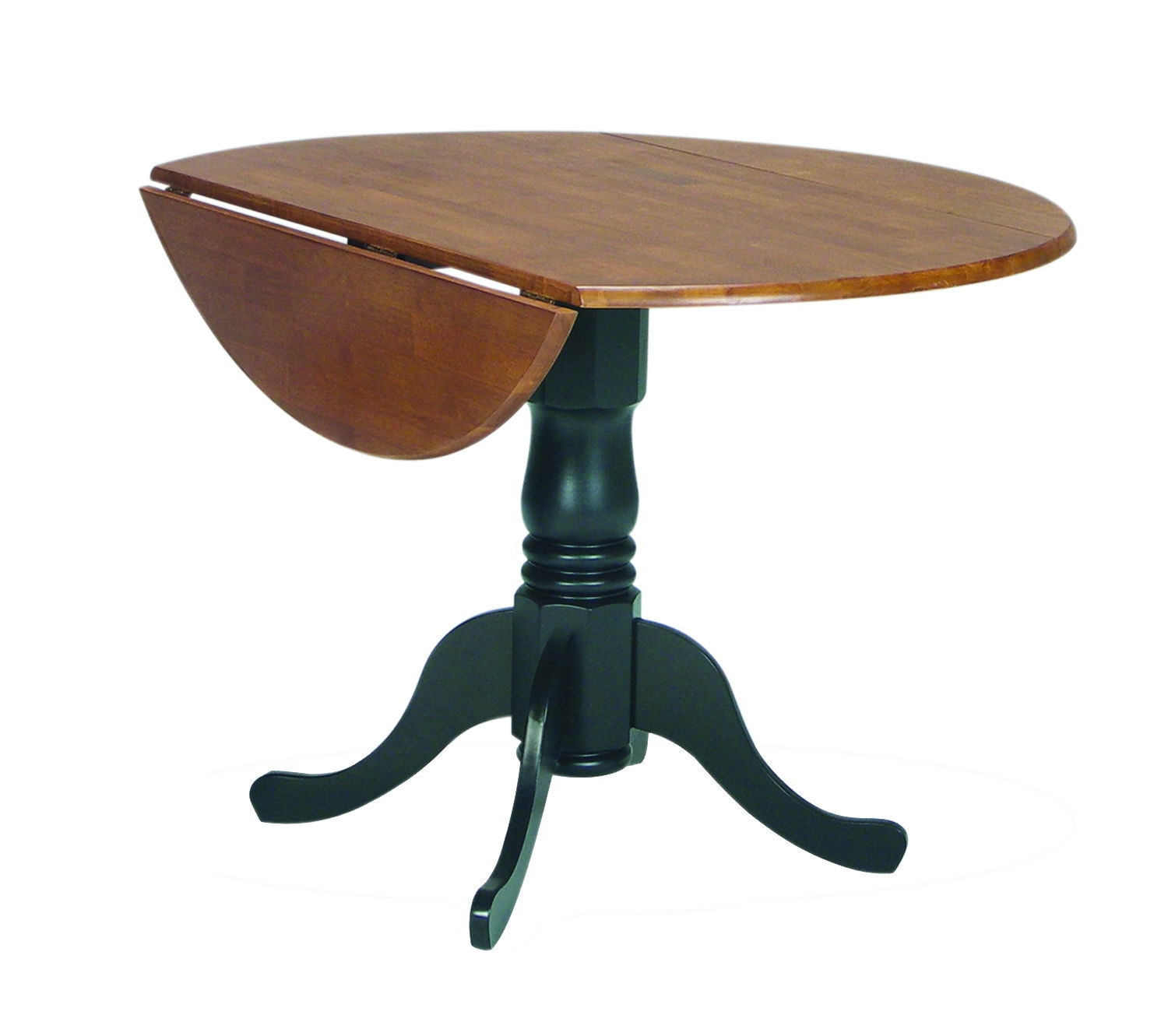 John Thomas Round Dropleaf Pedestal Table in Black & Cherry T57-42DP