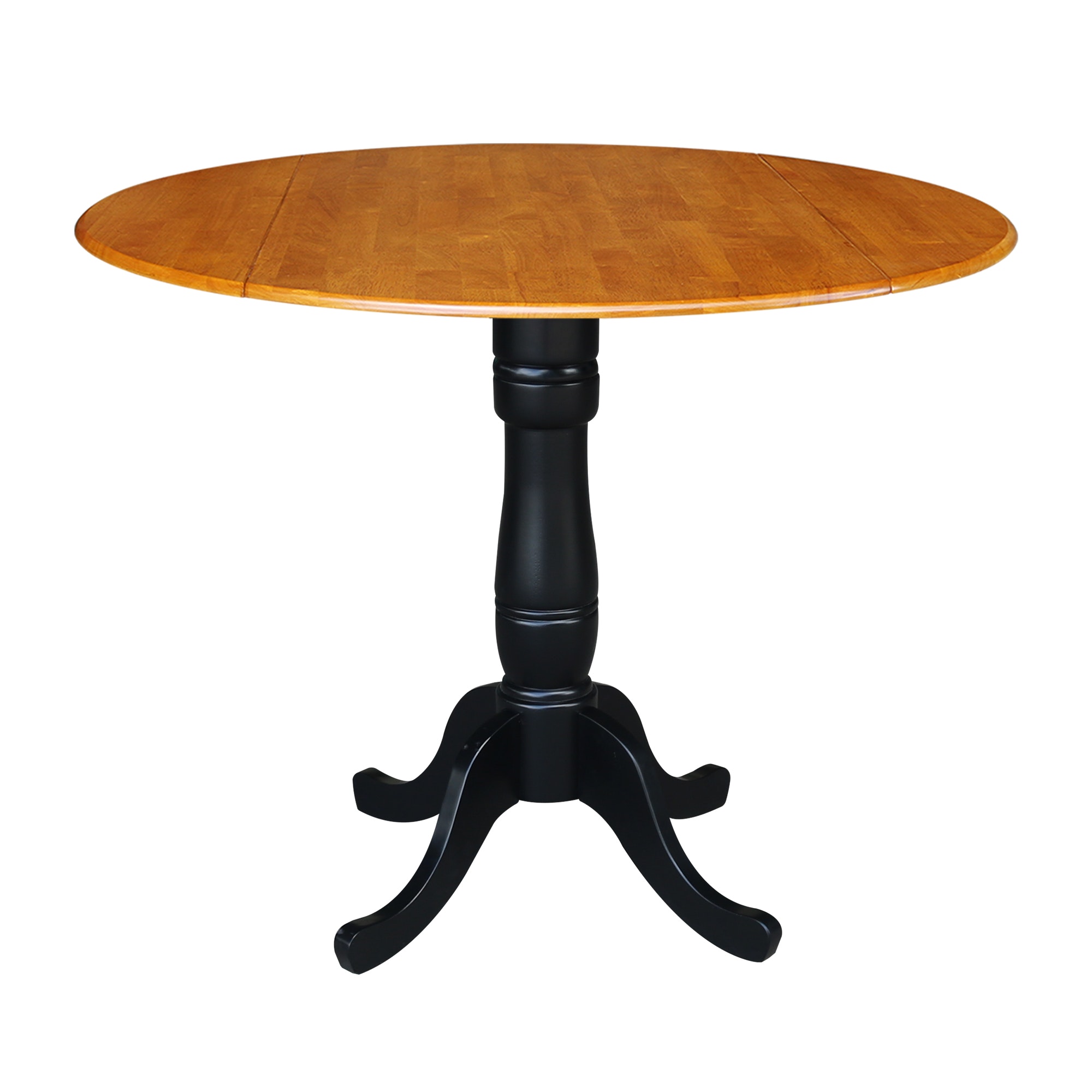 John Thomas Round Dropleaf Pedestal Table in Cherry / Black T57-42DPT/746-30B/T46-6B
