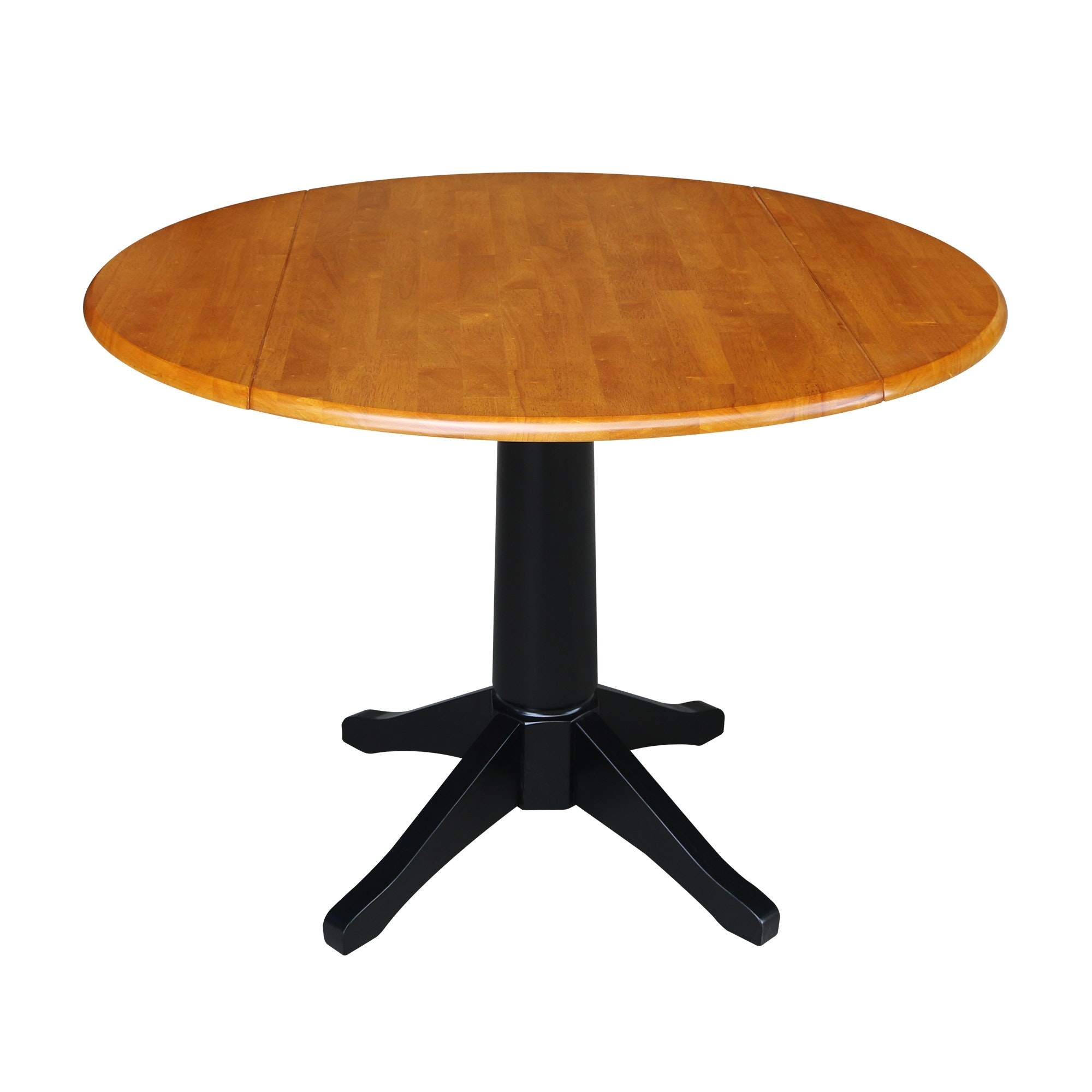 John Thomas Round Dropleaf Pedestal Table in Cherry / Black T57-42DPT/T46-27B