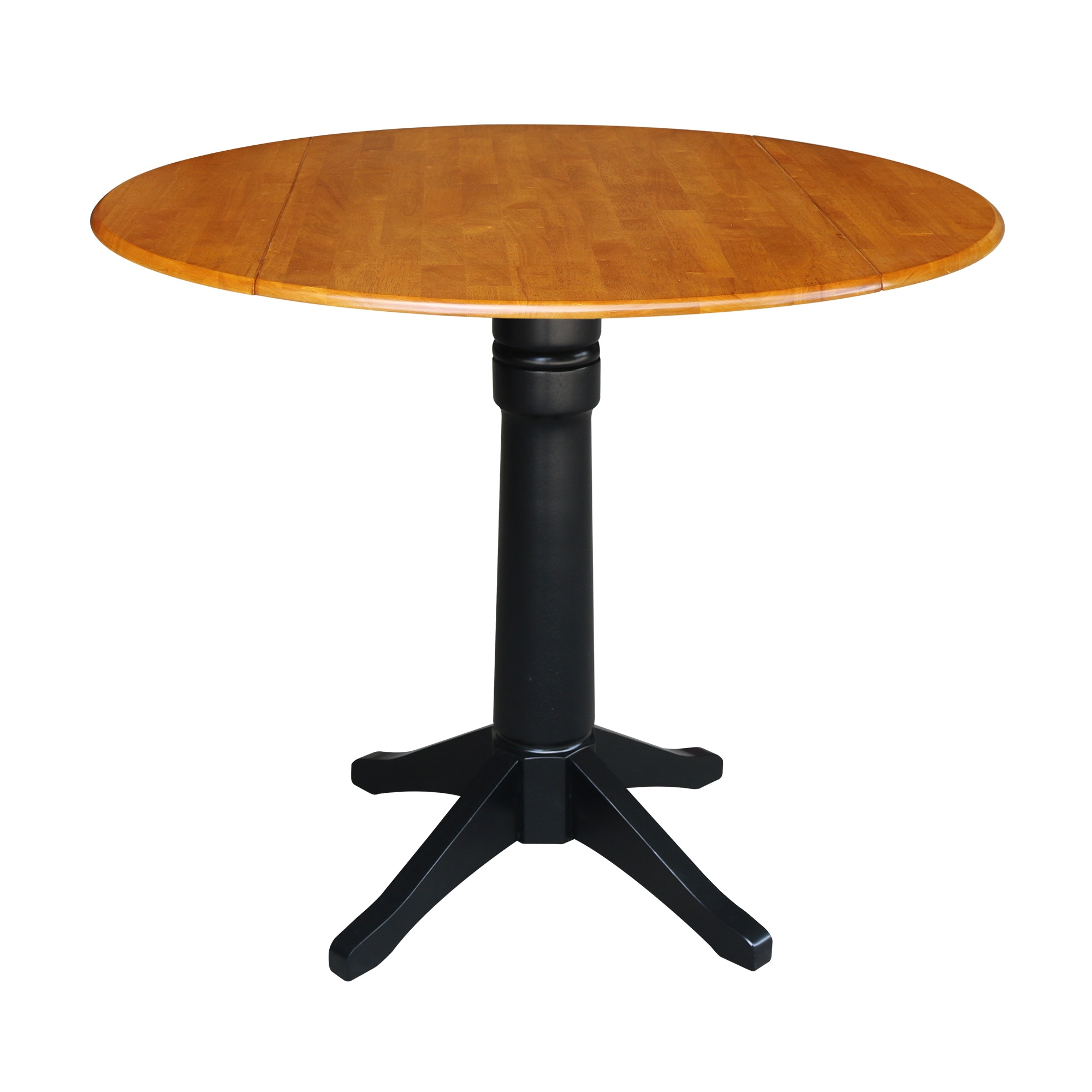 John Thomas Round Dropleaf Pedestal Table in Cherry / Black T57-42DPT/T46-27B/T46-6B