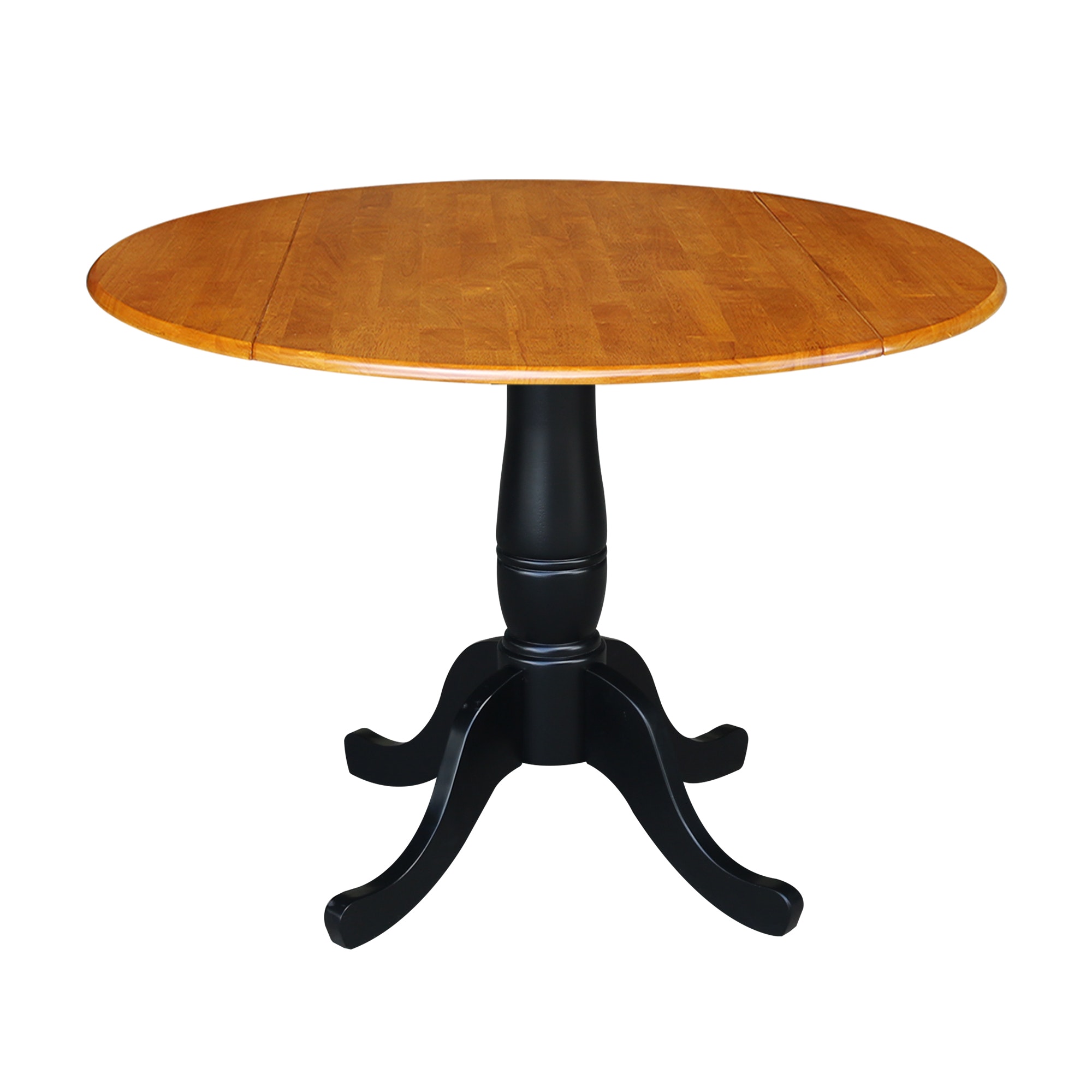 John Thomas Round Dropleaf Pedestal Table in Cherry / Black T57-42DPT/T46-30B