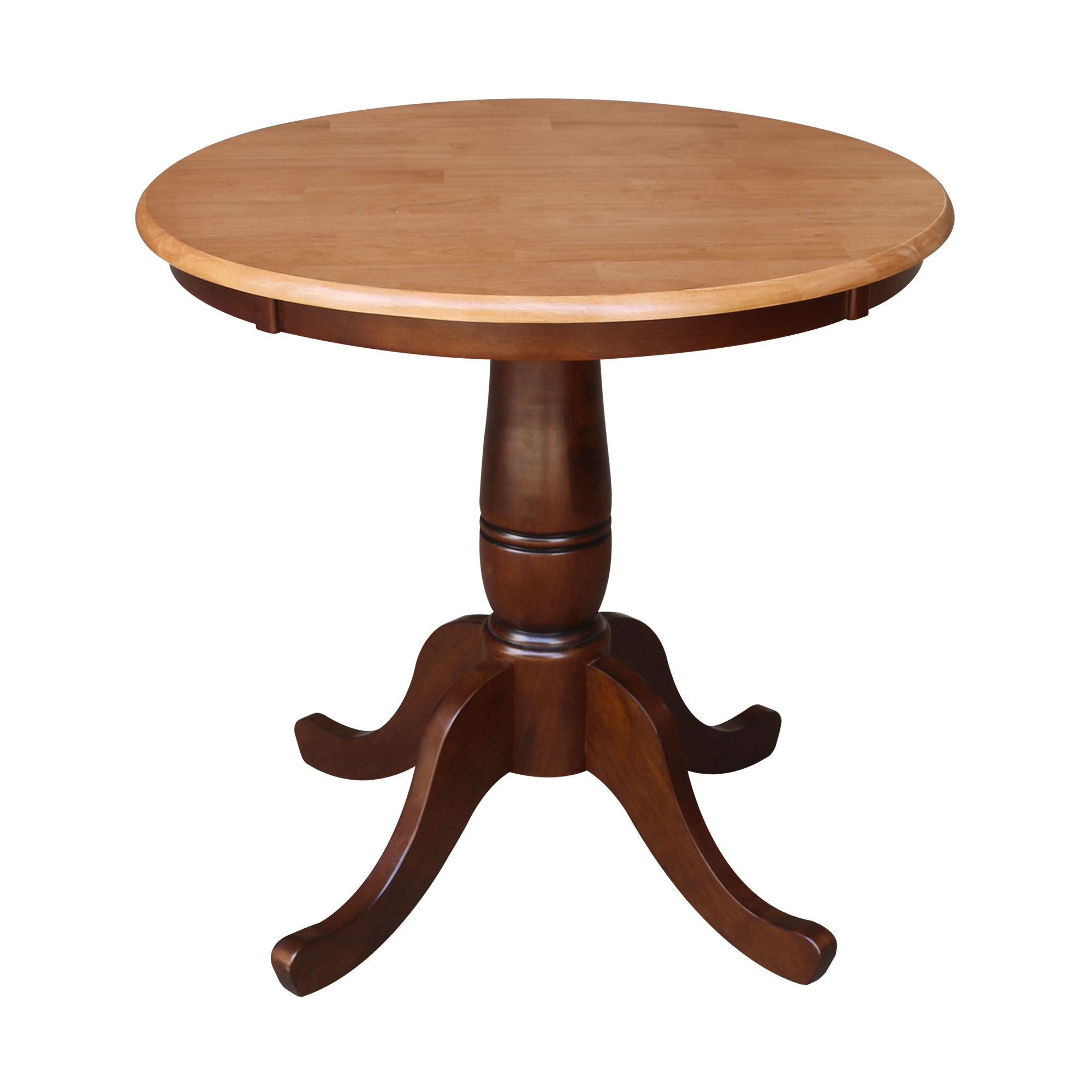 John Thomas 30" Pedestal Table in Cinnamon / Espresso T58-30RT/T58-30B