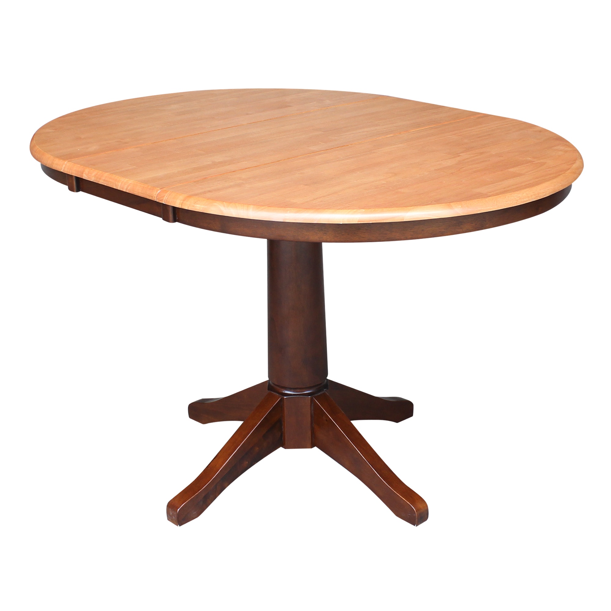 John Thomas Round Extension Table in Cinnamon/Espresso T58-36RXT/T58-27B