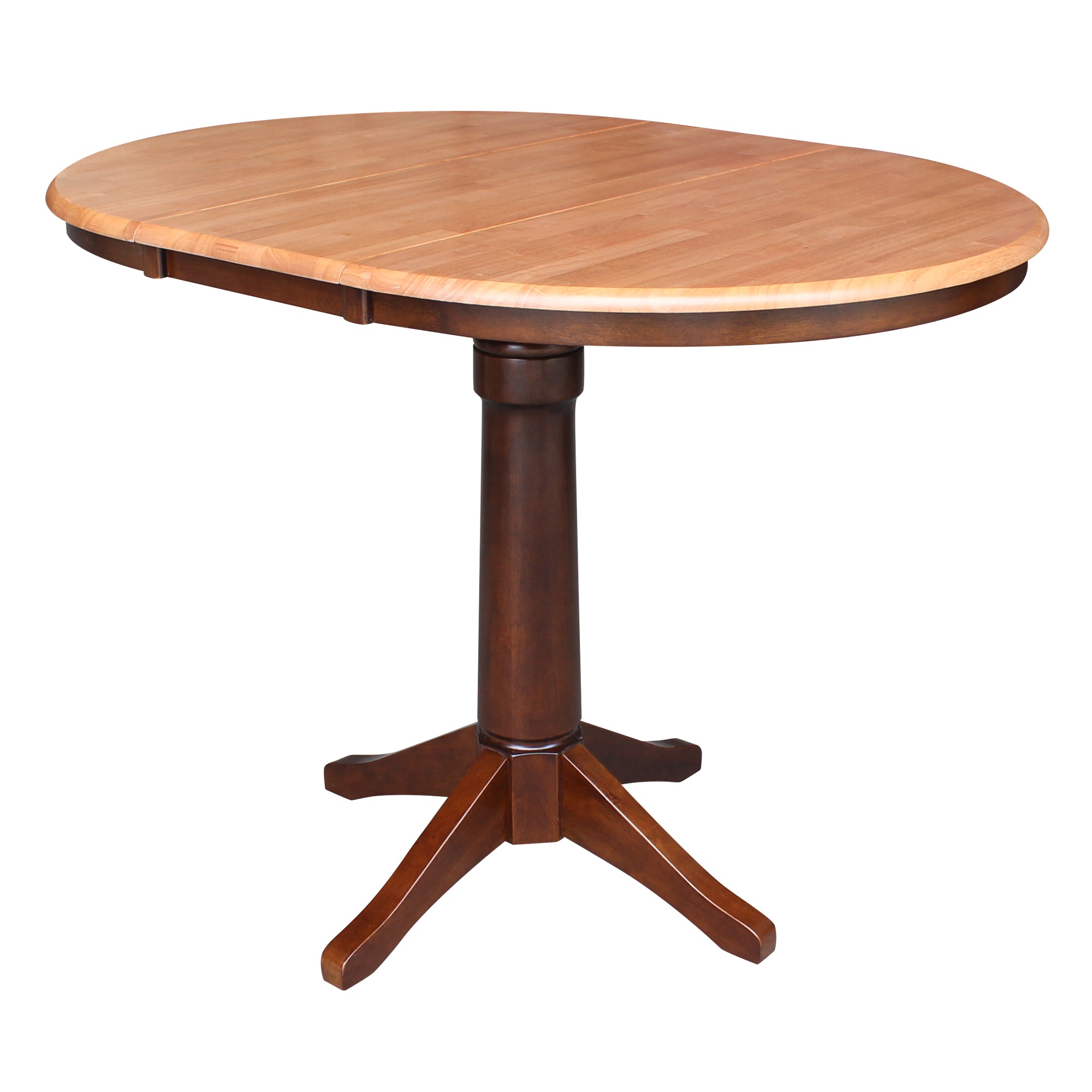 John Thomas Round Extension Table in Cinnamon/Espresso T58-36RXT/T58-27B/T58-6B