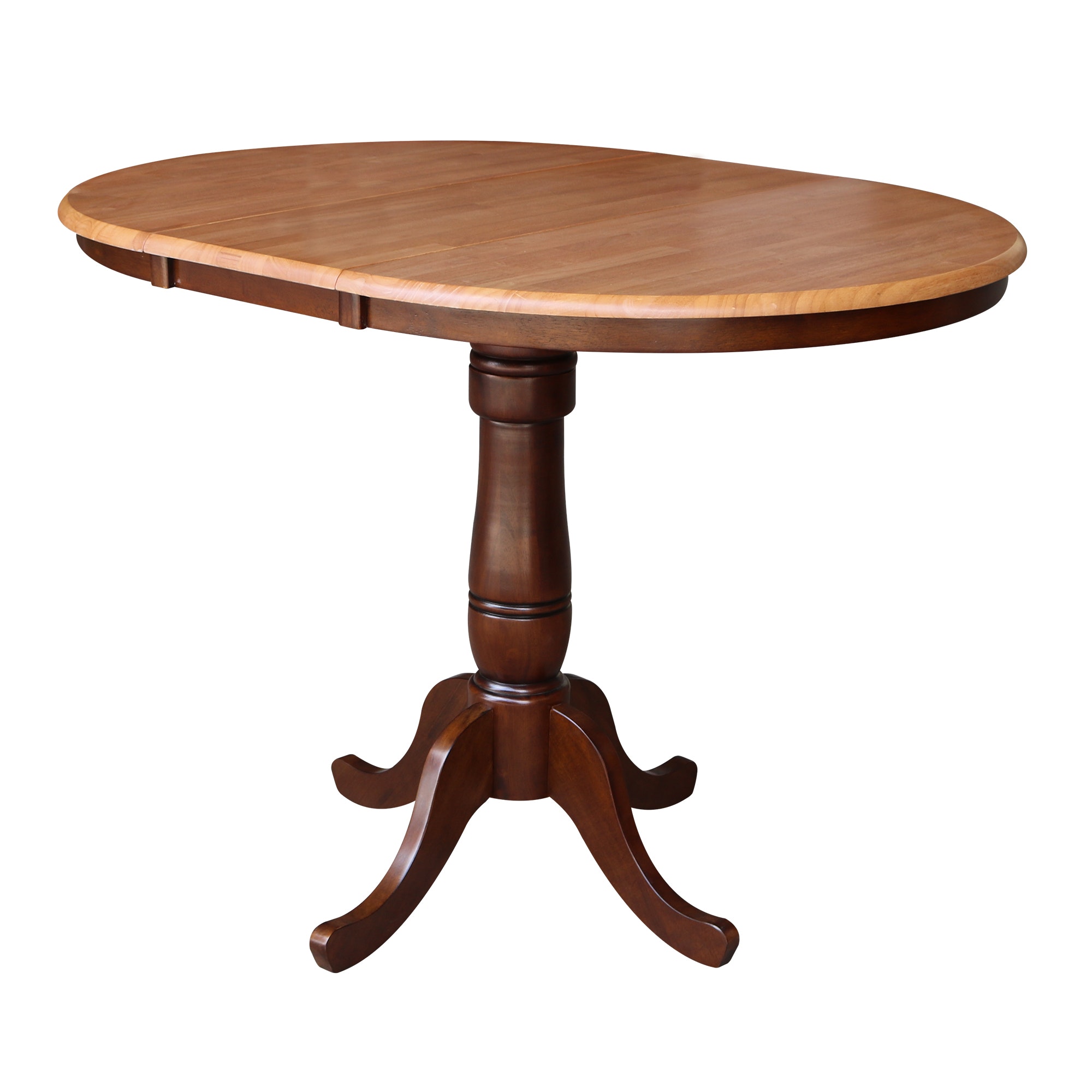 John Thomas Round Extension Table in Cinnamon/Espresso T58-36RXT/T58-30B/T58-6B