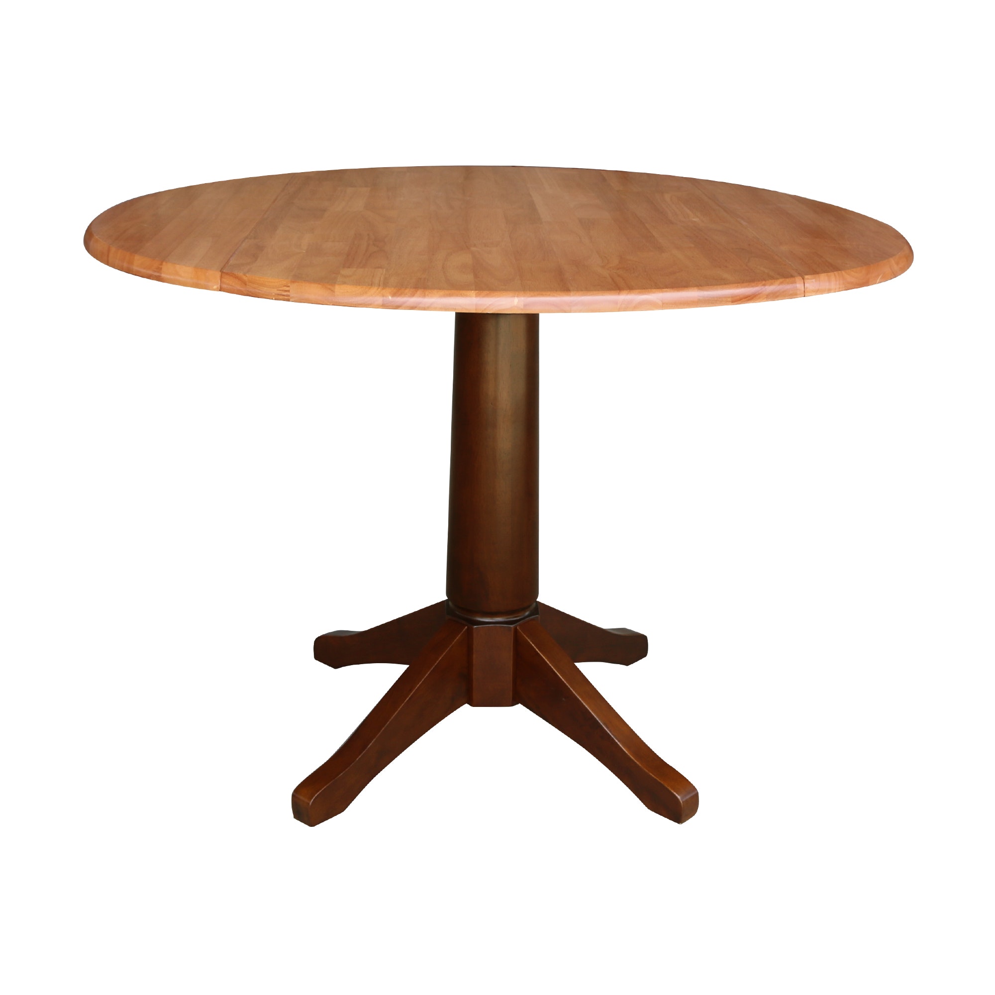 John Thomas Round Dropleaf Pedestal Table in Cinnamon / Espresso T58-42DPT/T58-27B