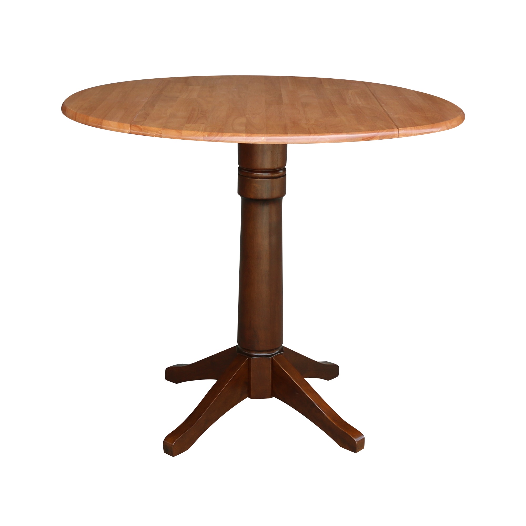 John Thomas Round Dropleaf Pedestal Table in Cinnamon / Espresso T58-42DPT/T58-27B/T58-6B