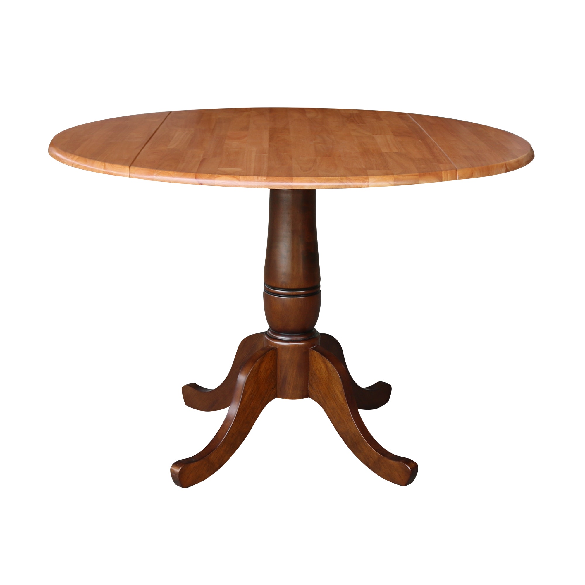 John Thomas Round Dropleaf Pedestal Table in Cinnamon / Espresso T58-42DPT/T58-30B