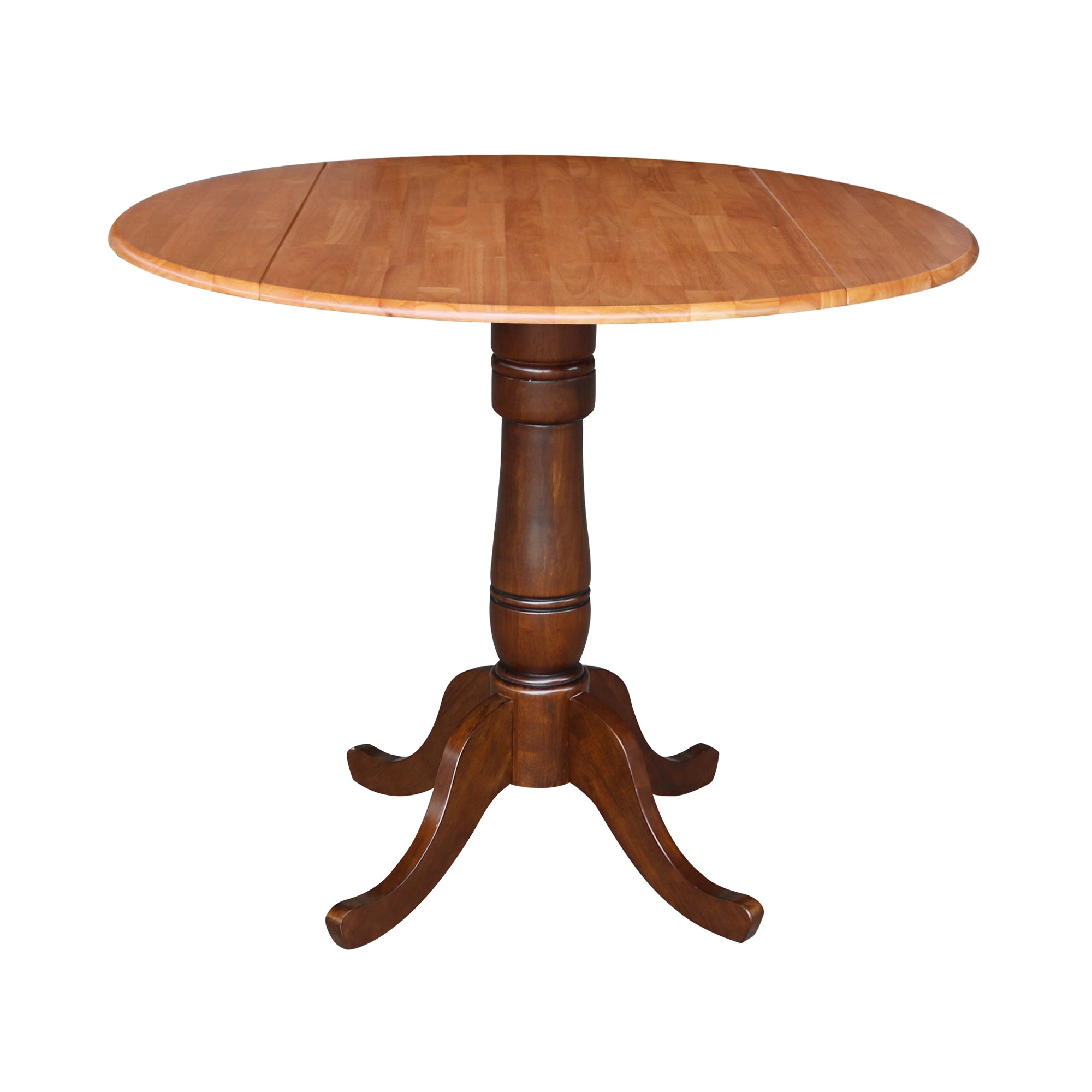 John Thomas Round Dropleaf Pedestal Table in Cinnamon / Espresso T58-42DPT/T58-30B/T58-6B