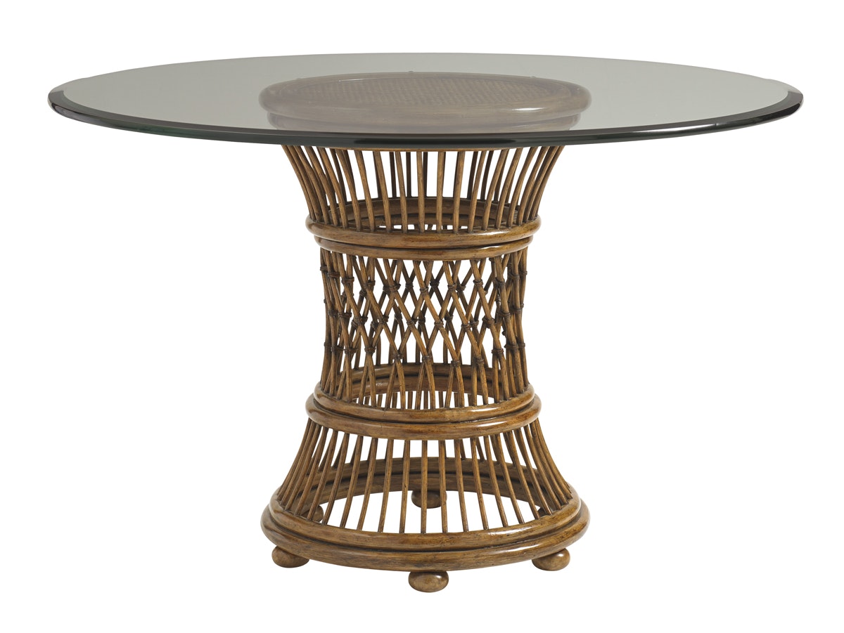Tommy Bahama Home Aruba Dining Table With 48 Inch Glass Top 593-870-48C