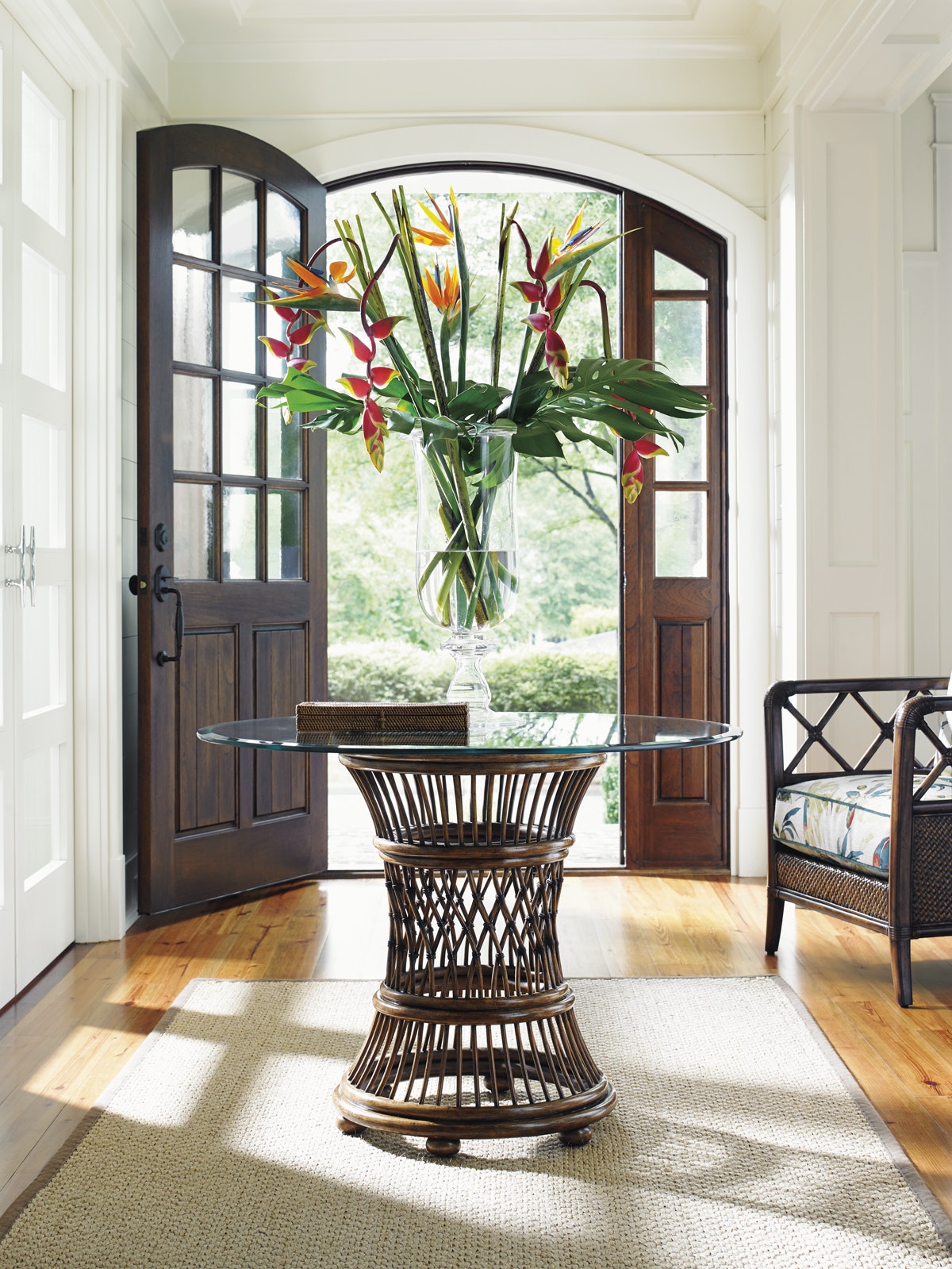 Tommy Bahama Home Aruba Dining Table With 36 Inch Glass Top 593-870-36C