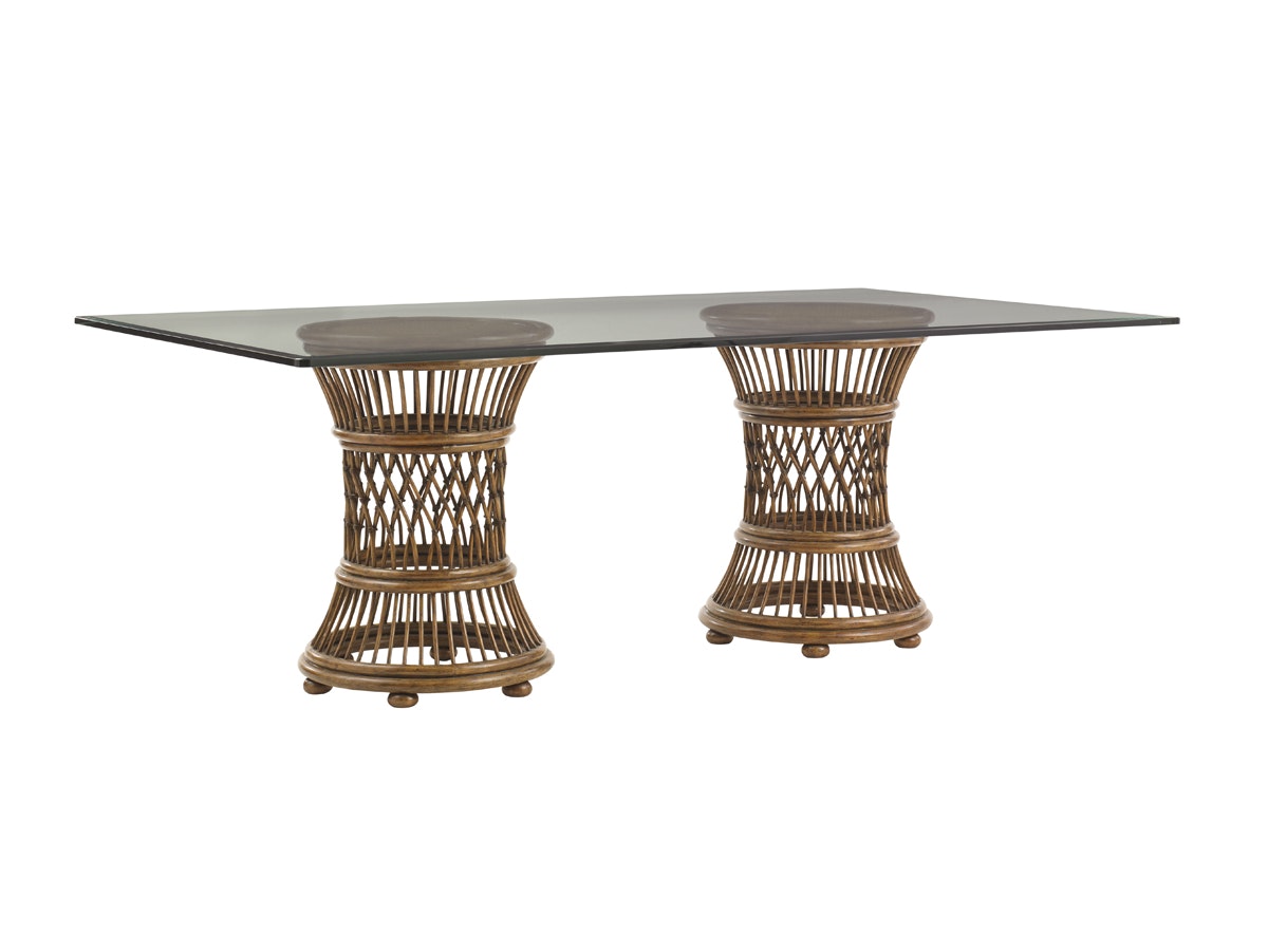 Tommy Bahama Home Aruba Dining Table With 84 X 48 Inch Glass Top 593-870-84C