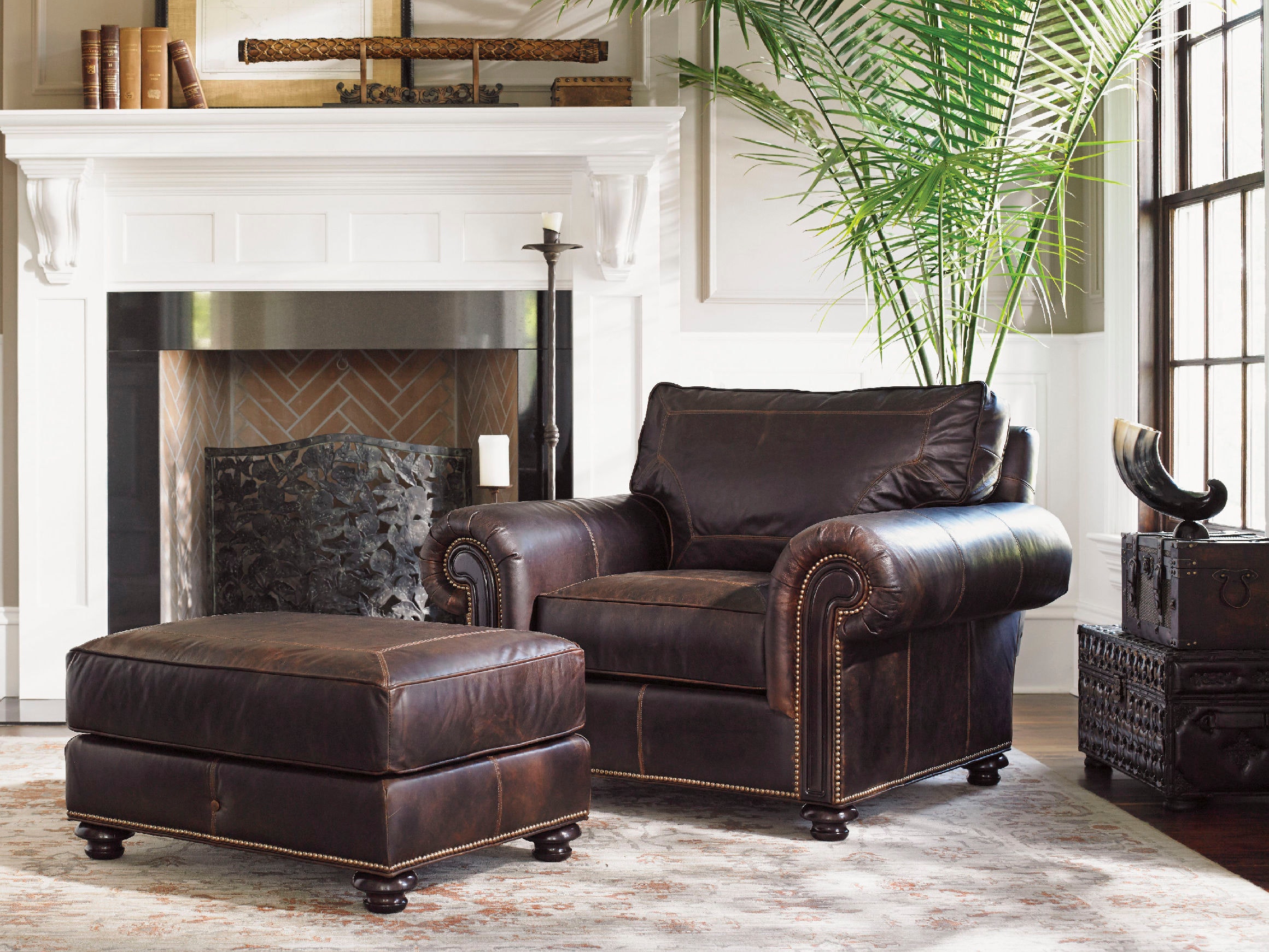 Tommy Bahama Home Riversdale Leather Ottoman LL7998-44