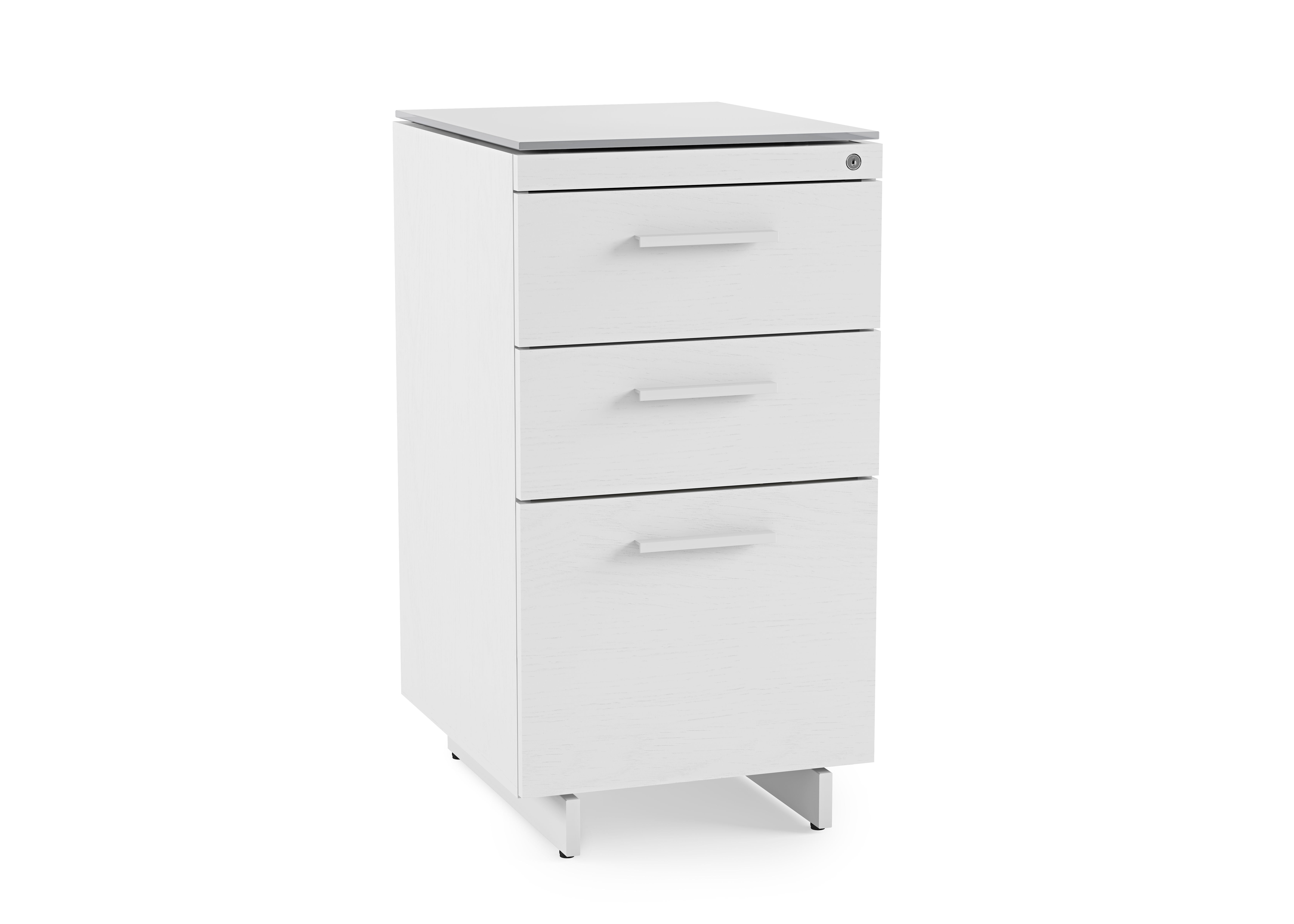 BDI Centro 6414 White 3-Drawer File Cabinet 6414 SW/GRY