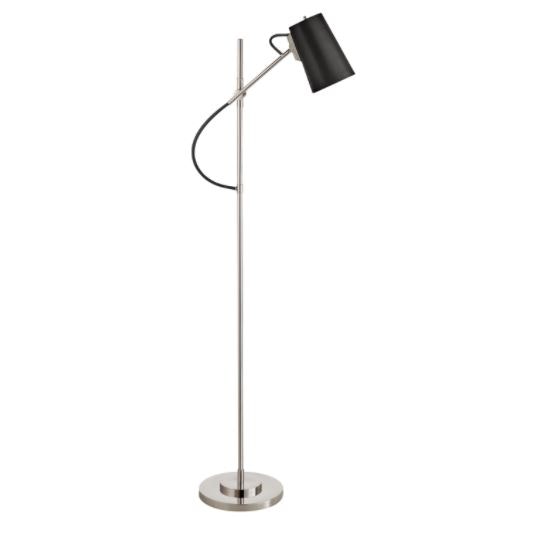 Ralph Lauren Benton Adjustable Floor Lamp in Polished Nickel with Chocolate Leather Shade RL 1450PN-CHC