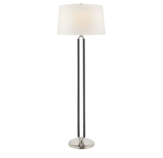 Ralph Lauren Cody Large Floor Lamp in Polished Nickel and Chocolate Leather with Linen Shade RL 1533PN/CHC-L