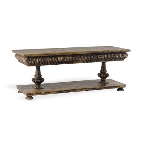 Ralph Lauren Double Pedestal Console Table - Stripped Black Paint Finish 39201-44