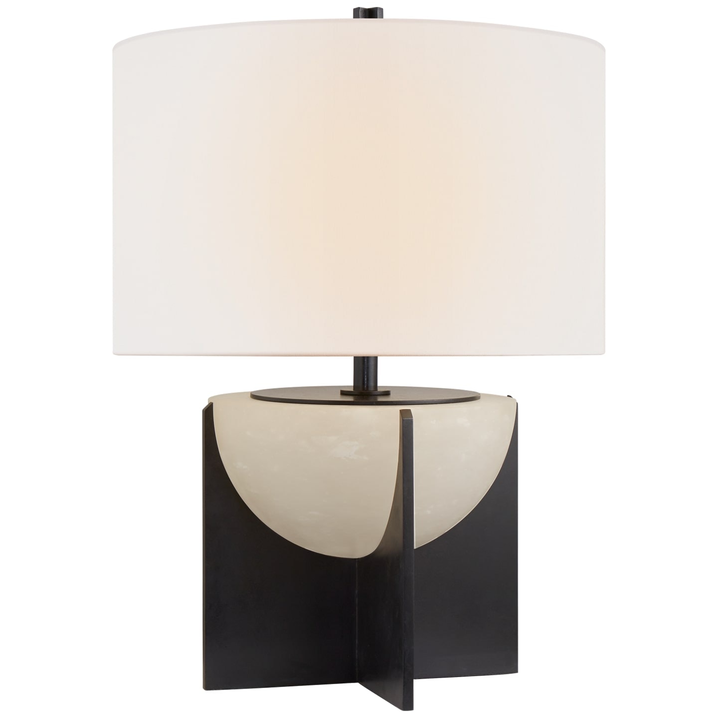 Ralph Lauren Michaela Small Table Lamp in Aged Iron and Alabaster with Linen Shade RL 3770AI/ALB-L