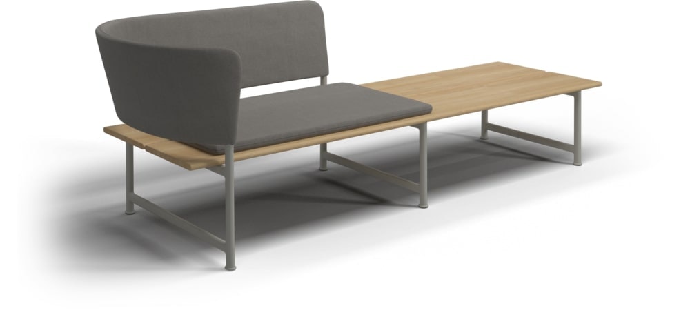 Gloster Left Chaise Unit (Teak / Fife Rainy Grey) 9910F