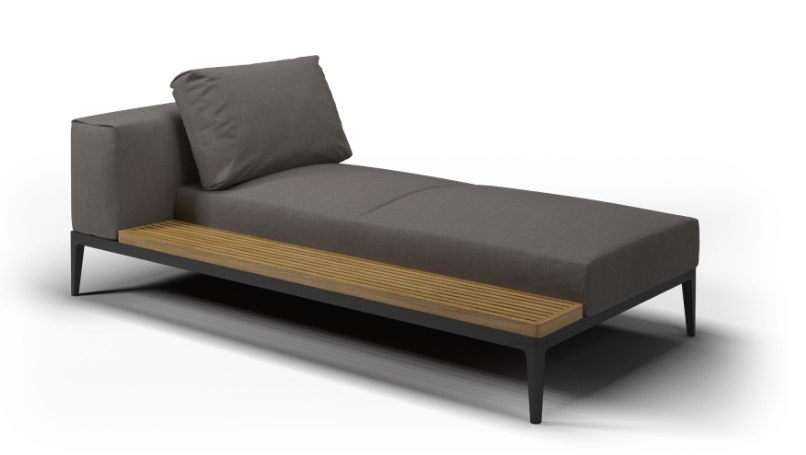 Gloster Grid Single Chaise Unit- Teak 101117-P