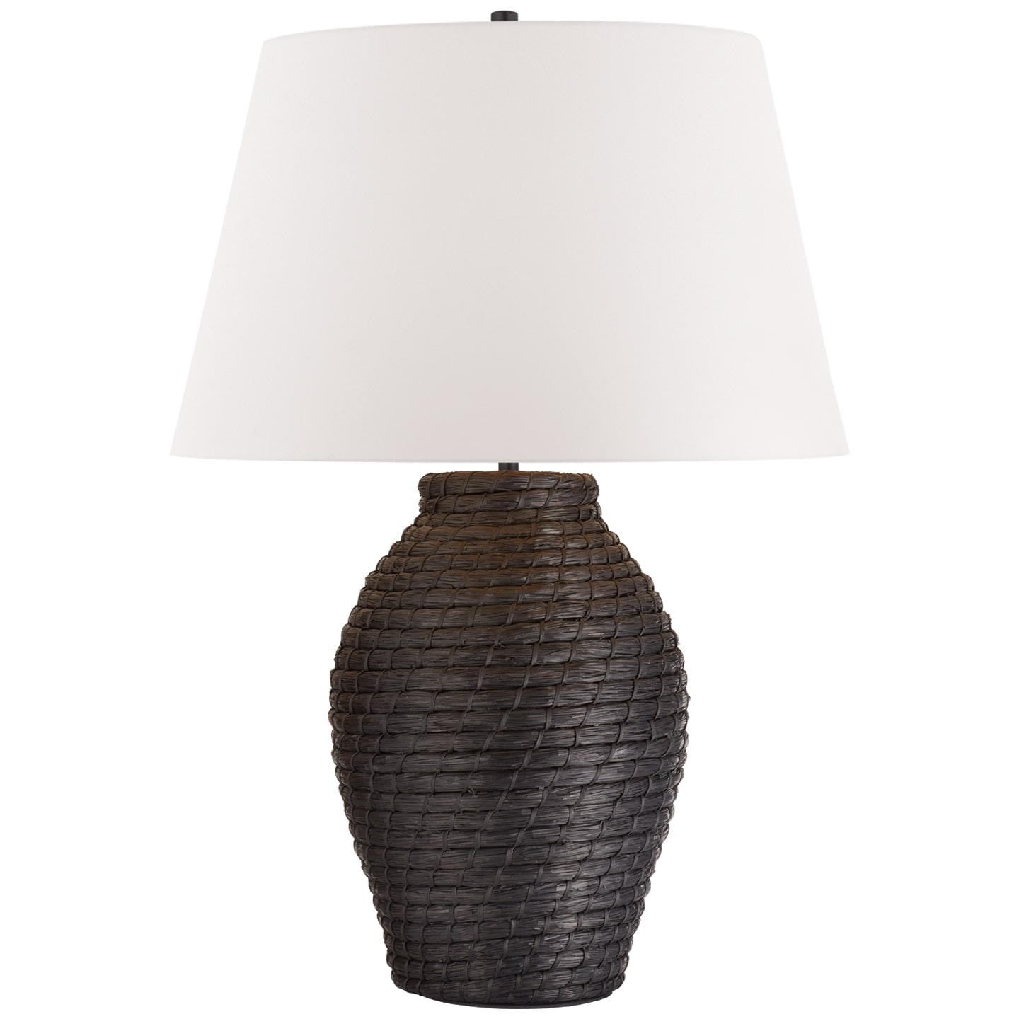 Ralph Lauren Lohan Large Table Lamp in Black Rattan with White Paper Shade RL 3543BRT-WP