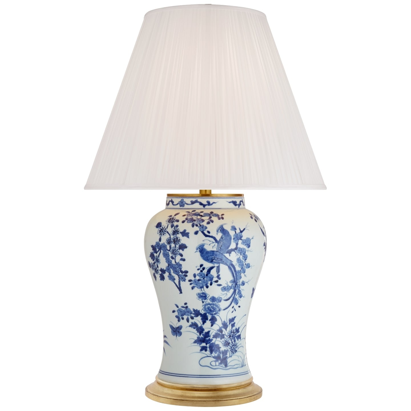 Ralph Lauren Blythe Medium Table Lamp in Blue and White Porcelain with Silk Pleated Shade RL 3651BW-S
