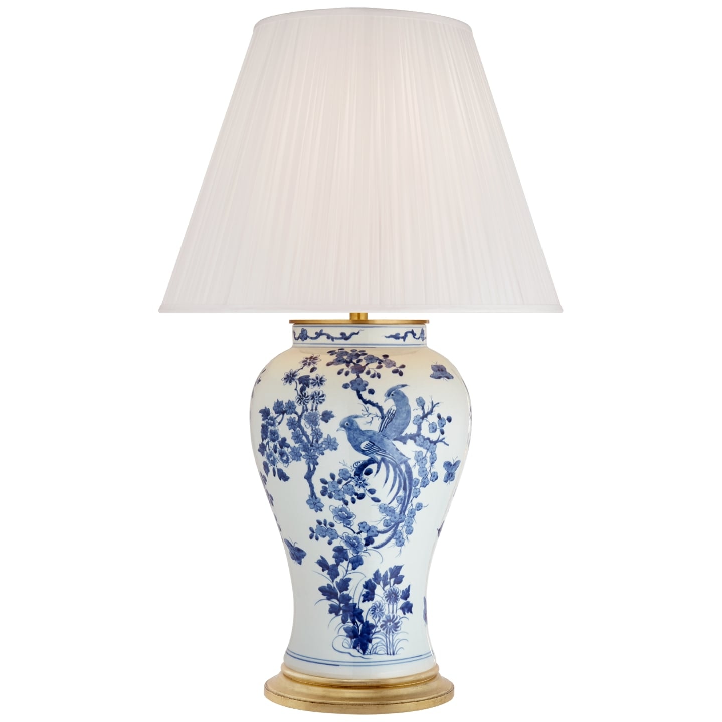 Ralph Lauren Blythe Large Table Lamp in Blue and White Porcelain with Silk Pleated Shade RL 3652BW-S