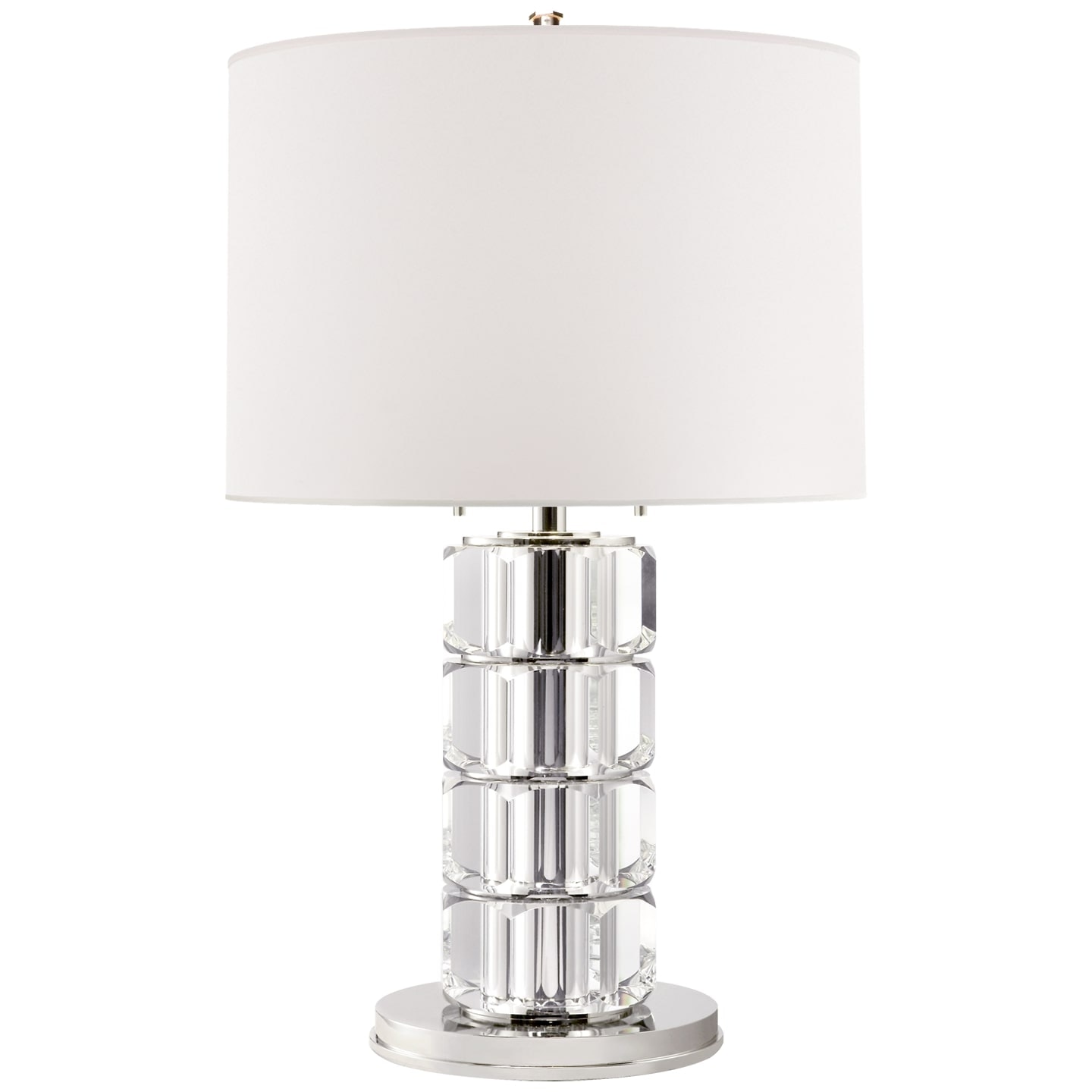 Ralph Lauren Brookings Large Table Lamp in Crystal and Polished Nickel with White Paper Shade RL 3920CG-WP
