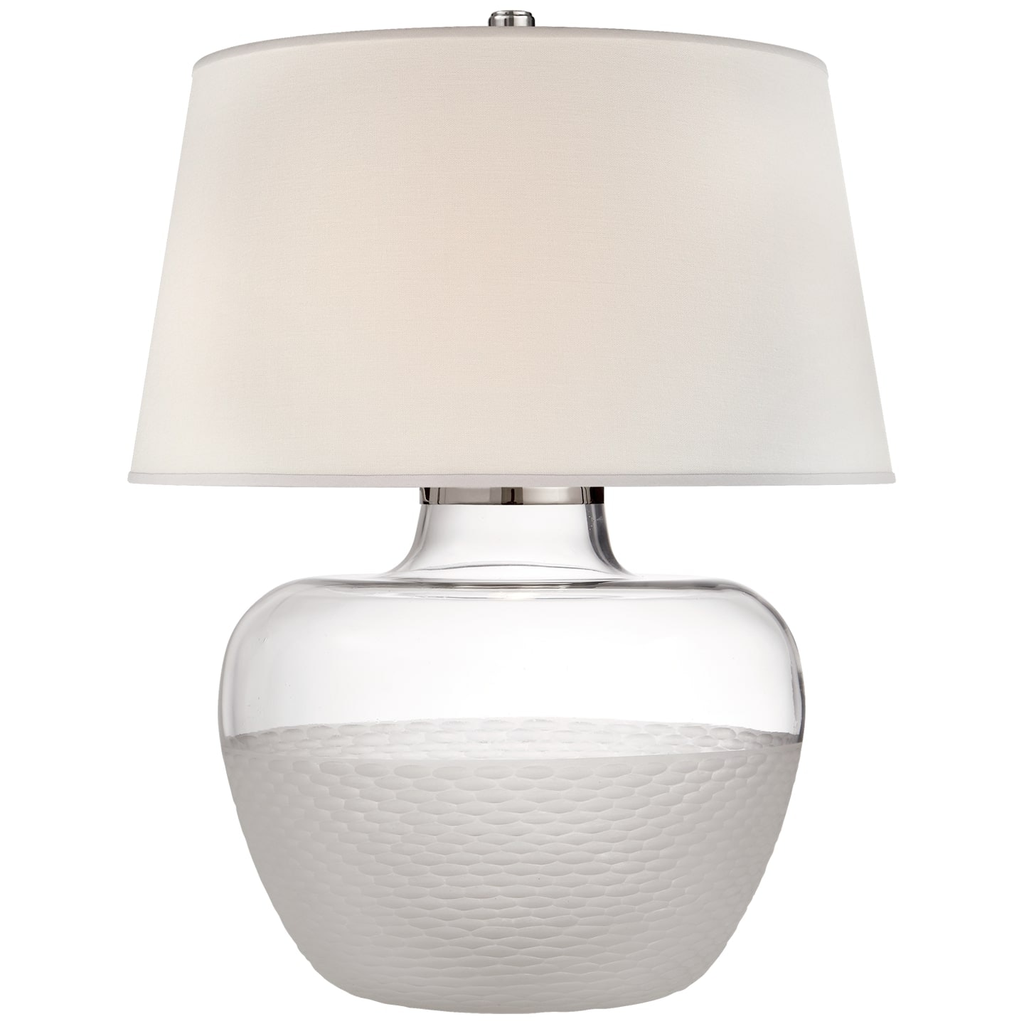 Ralph Lauren Cagan Small Table Lamp in Clear Carved Glass with Percale Shade RL 3921CCG-P