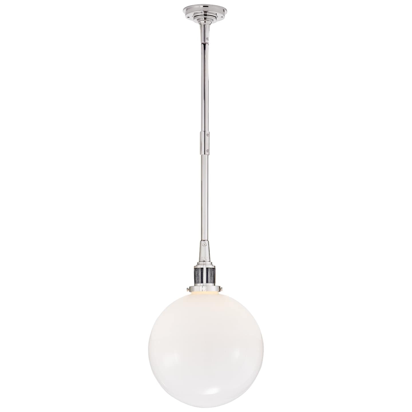 Ralph Lauren McCarren Small Globe Pendant in Polished Nickel with White Glass RL 5460PN-WG