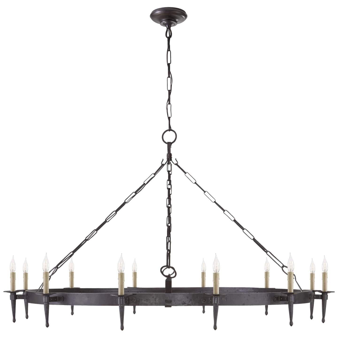 Ralph Lauren Branson Large One-Tier Ring Torch Chandelier in Aged Iron RL 5753AI
