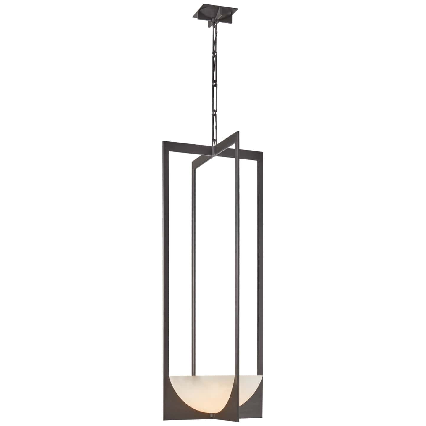 Ralph Lauren Michaela Small Elongated Chandelier in Aged Iron and Alabaster RL 5771AI/ALB