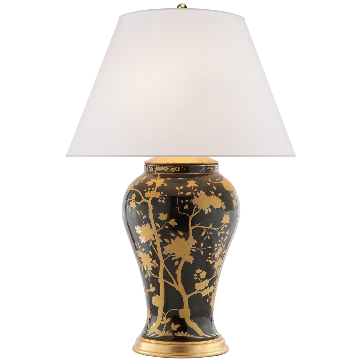 Ralph Lauren Gable Table Lamp in Black and Gold Porcelain with Silk Shade RL15032BKP