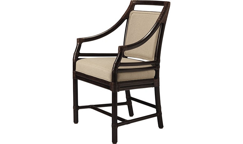 McGuire Rattan Target (R) Arm Chair, (Upholstered Back) MCM59B