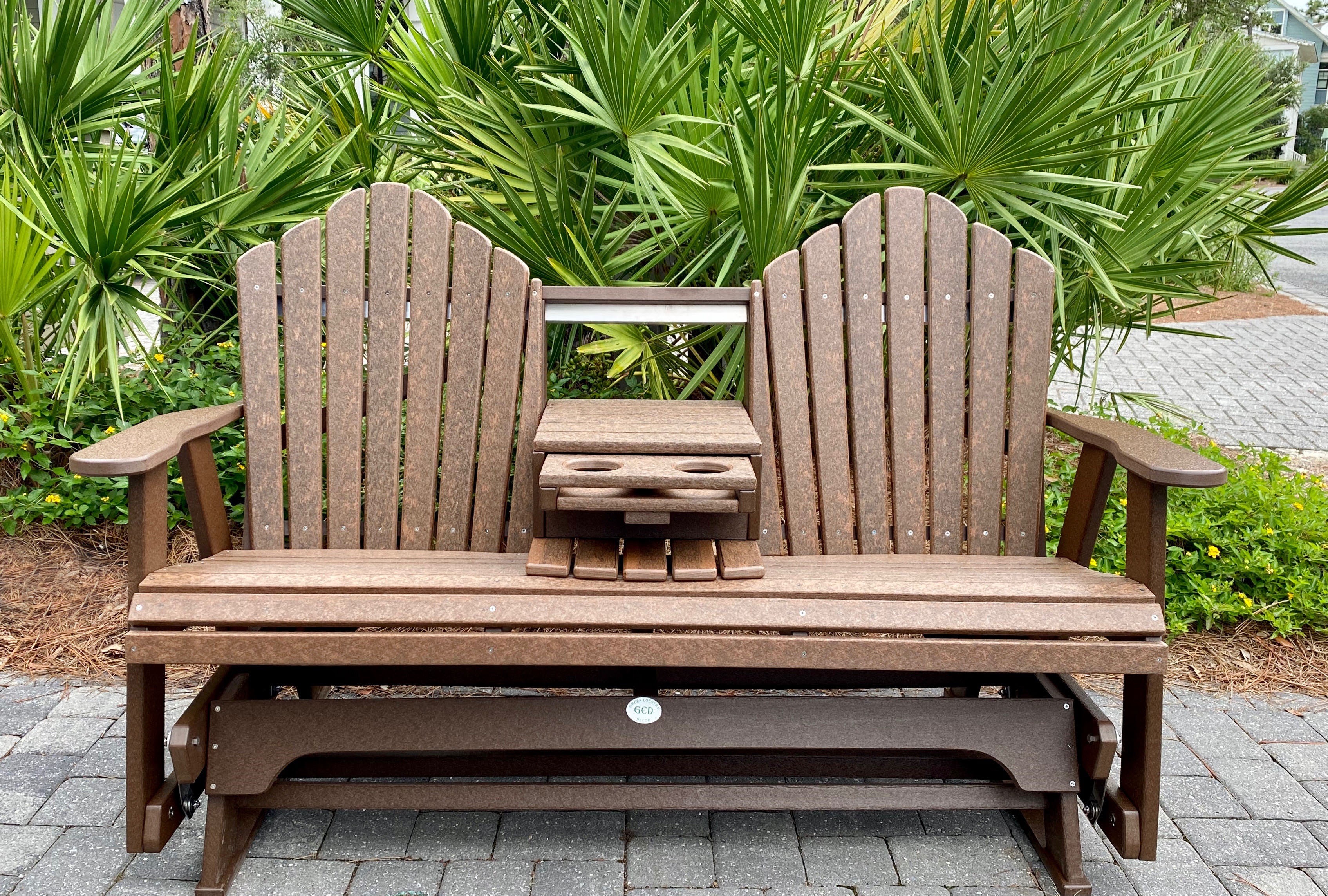 Green Country Decor Poly Adirondack Glider 5 Foot Glider with Console