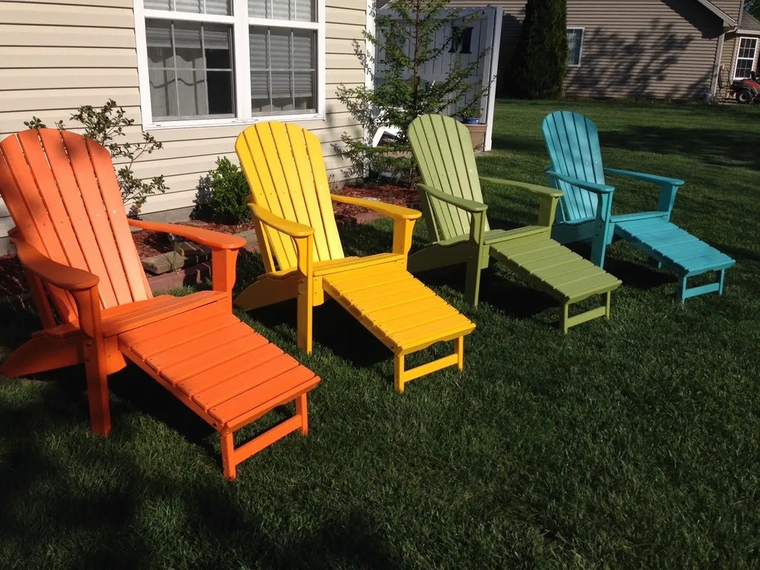Green Country Decor Poly Adirondack Chair Adirondack Chair with Slide-Out Ottoman