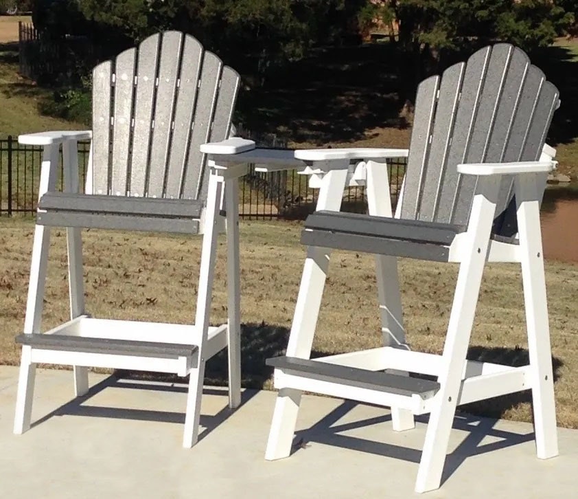 Green Country Decor Poly Adirondack Stool Set Tete-A-Tete Set Bar Height