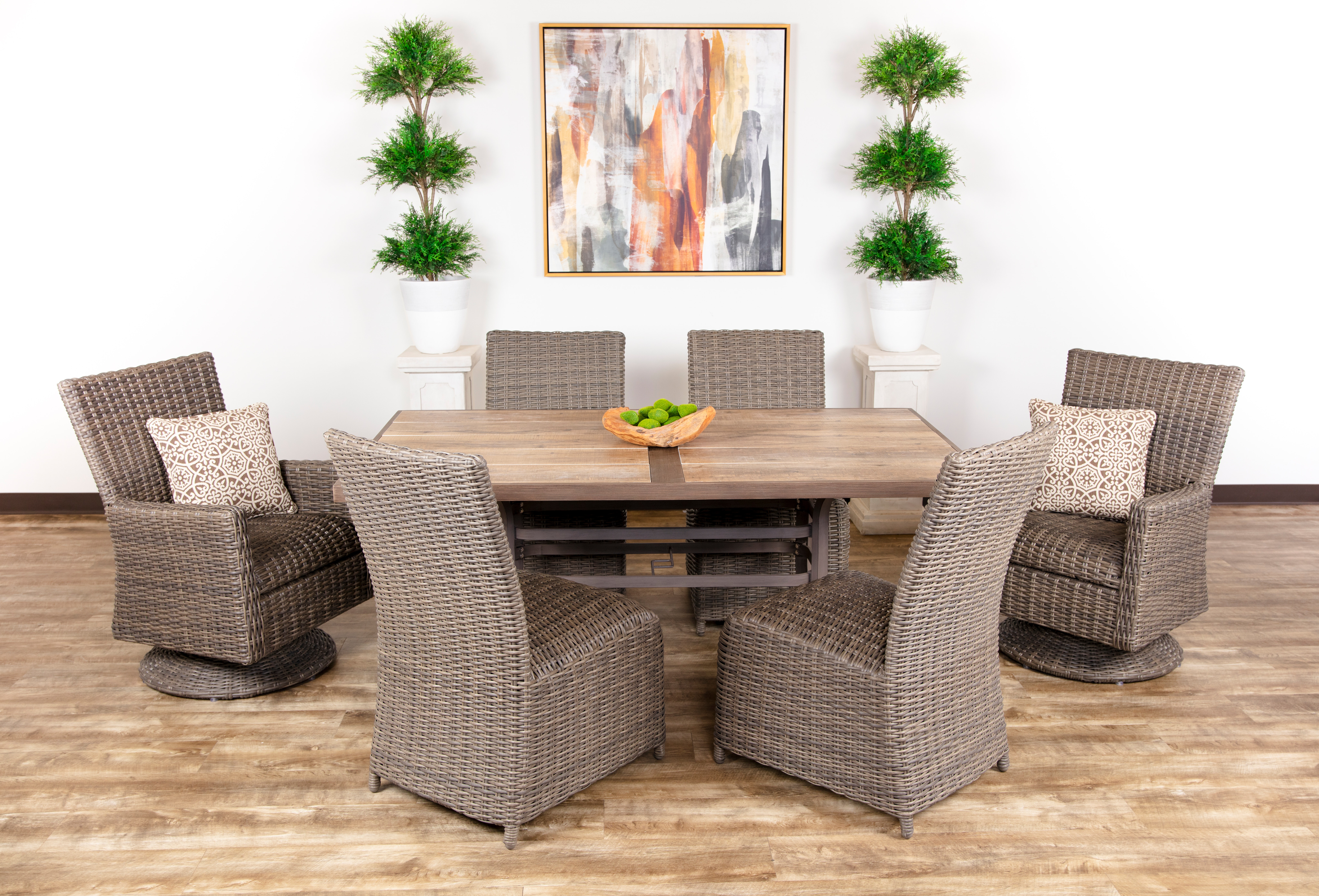 American Home Dining Set Capri 7pc 40x70 Synthetic Wicker Dining Set